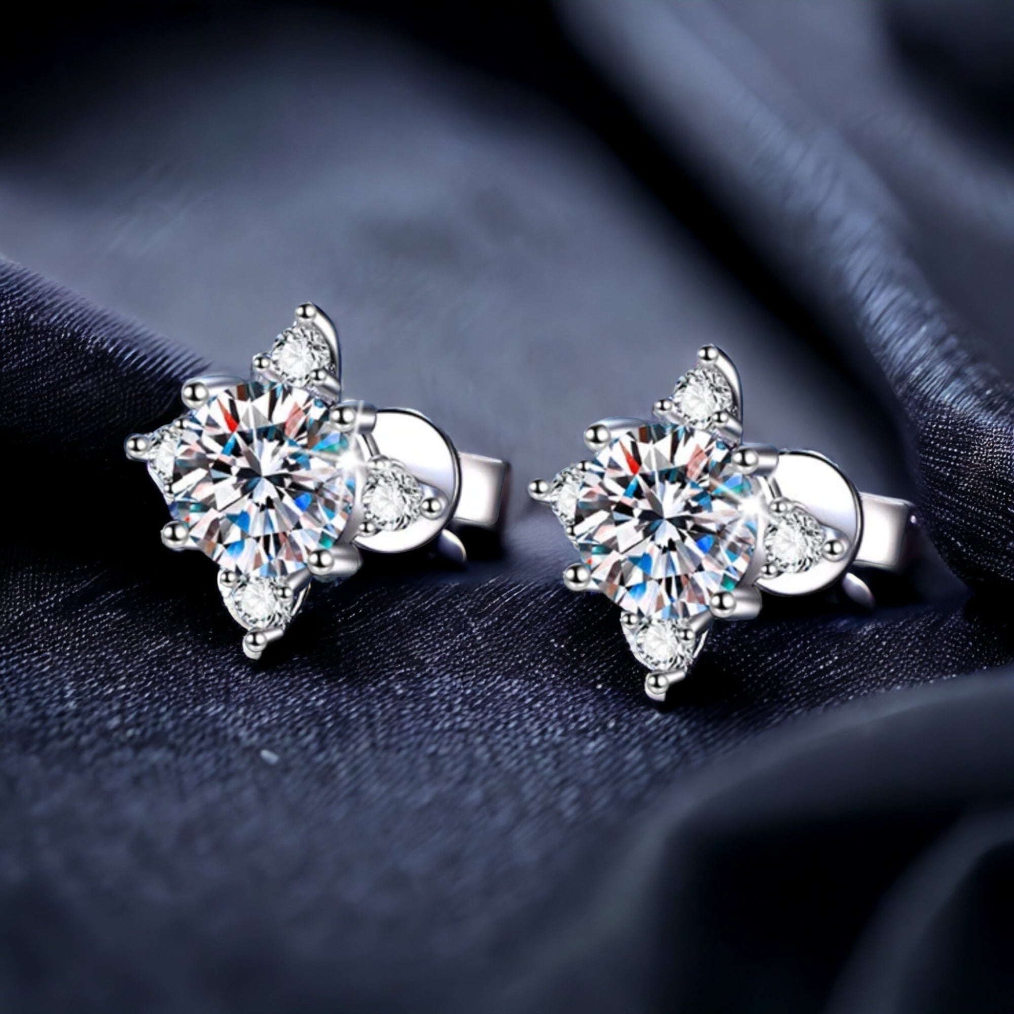 Solstice Moissanite White Gold Plated Stud Earrings