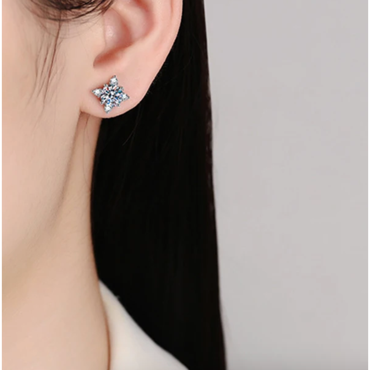 Solstice Moissanite White Gold Plated Stud Earrings