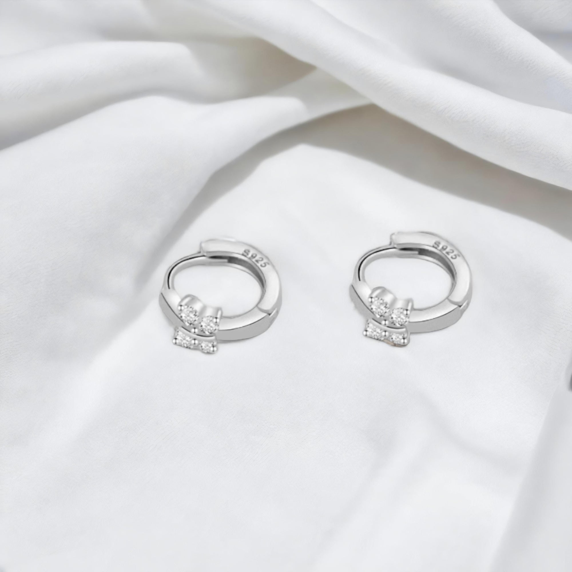 Graceful Flutterby Full Moissanite Sliver Hoop Earrings