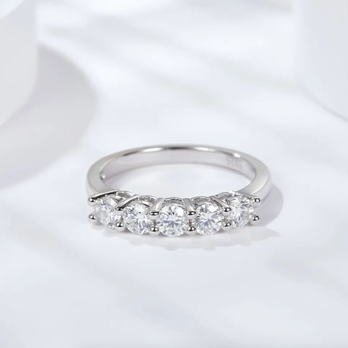 Infinity Silver 4mm Moissanite Diamond Ring