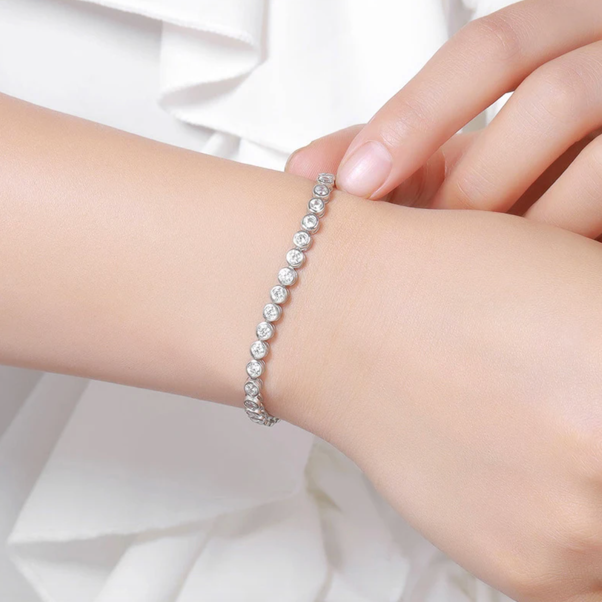 Mirage Full Round Moissanite Tennis 18K Gold Plated Bracelet