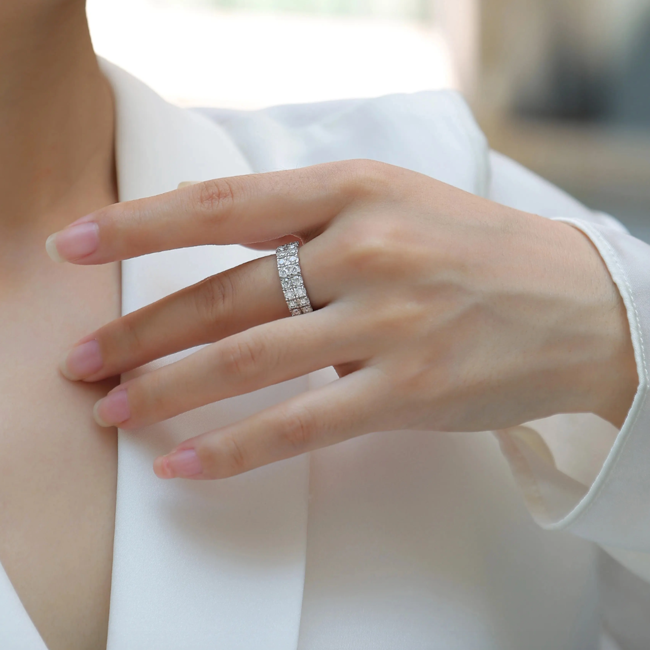 Odyssey Brilliance Double Row Moissanite Ring
