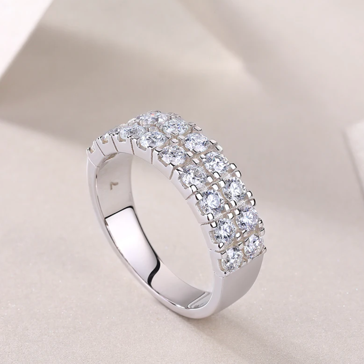 Odyssey Brilliance Double Row Moissanite Ring