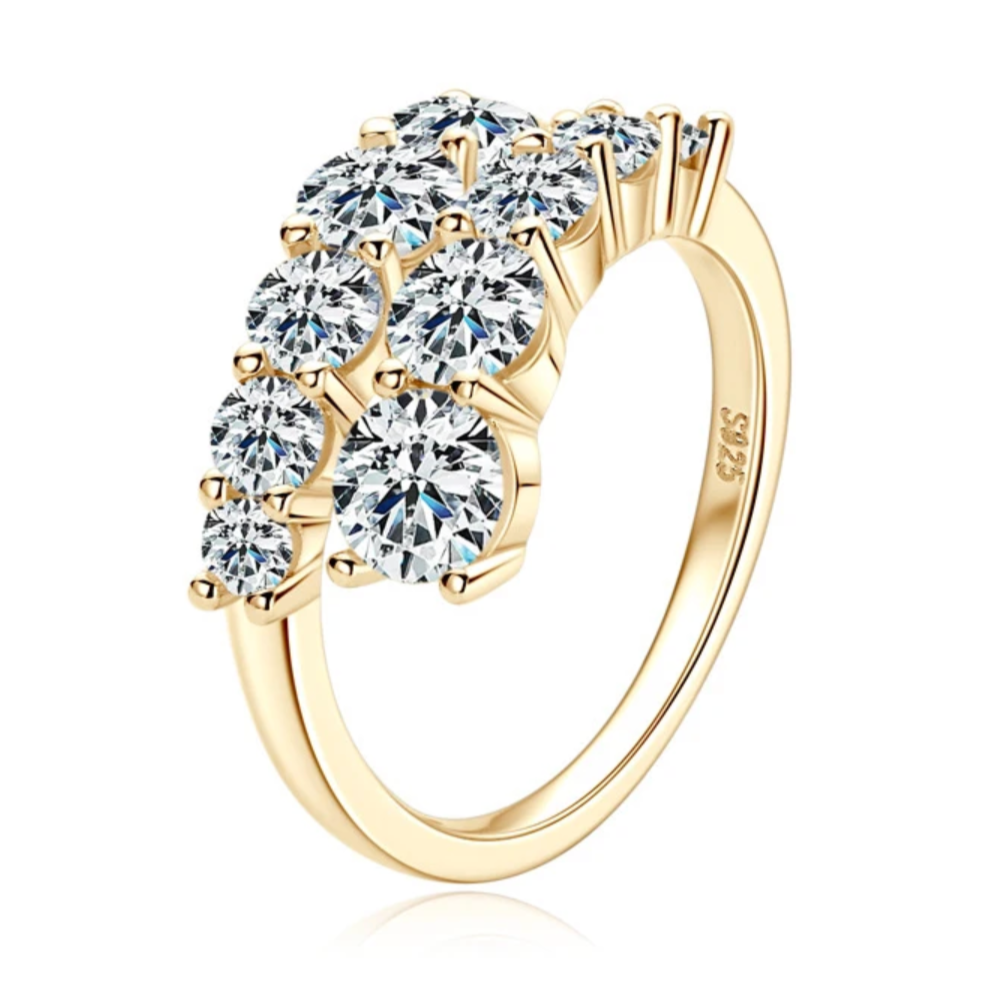 Halcyon 10 Stones Full Moissanite 18K Gold Plated Ring