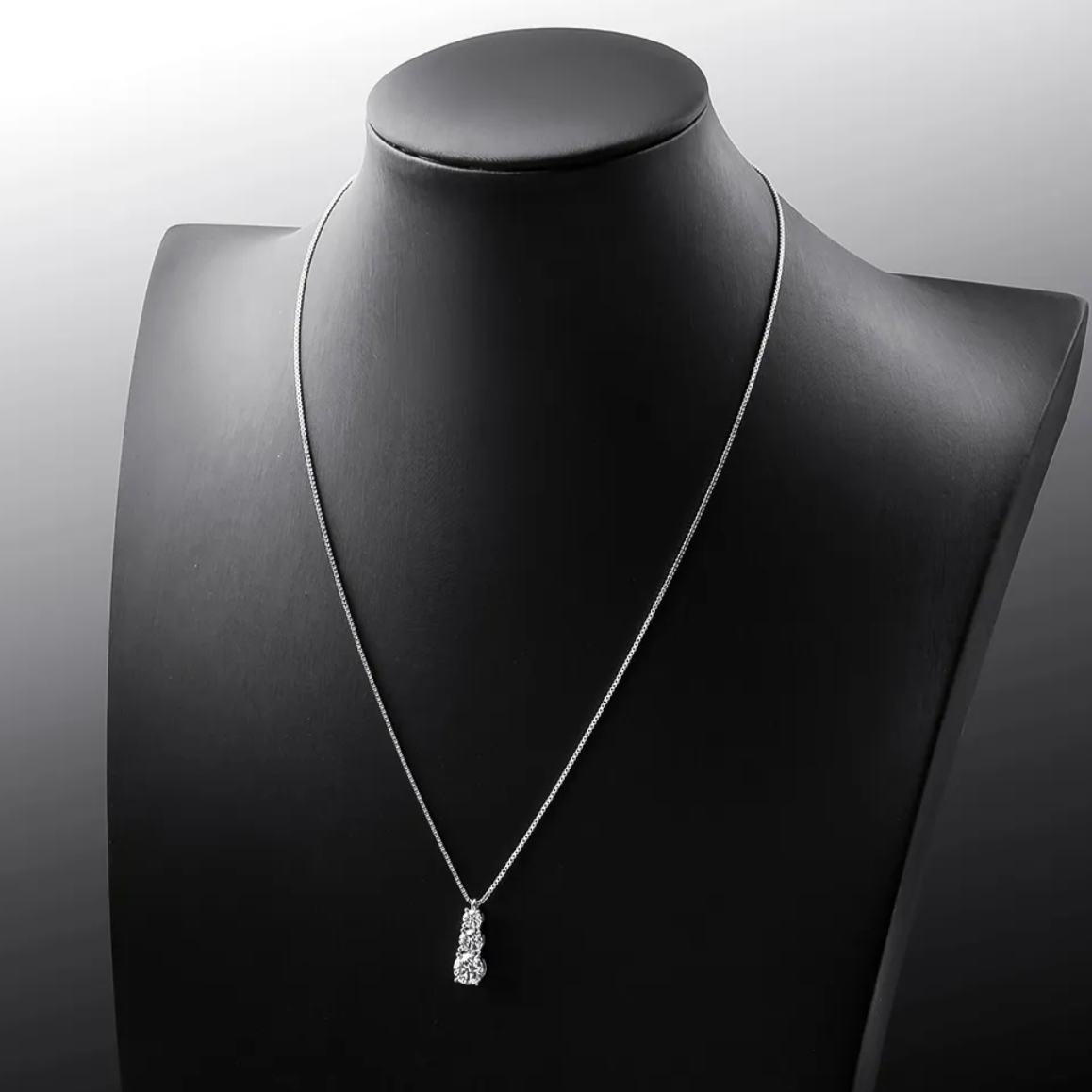 Halcyon 3 Stones Pendant Moissanite Necklace