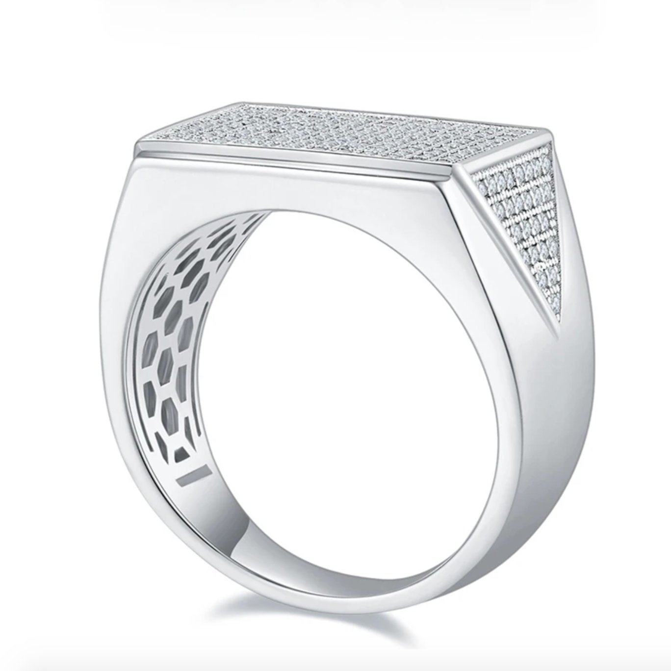 Apex Men's Silver Moissanite Ring Plated With 18K Gold