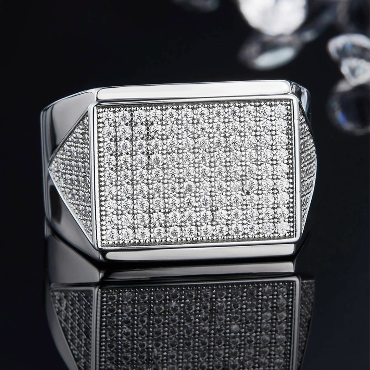 Apex Men's Silver Moissanite Ring Plated With 18K Gold
