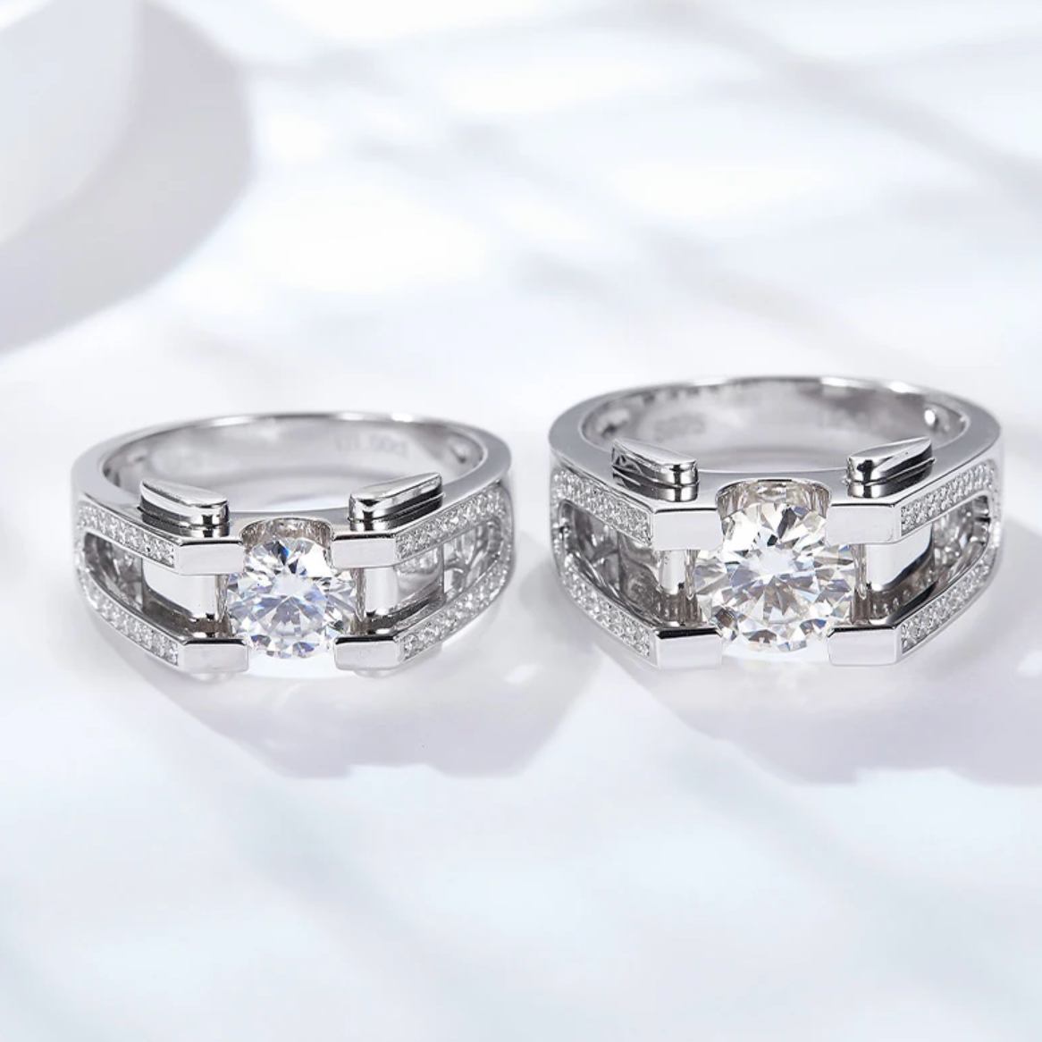 Eminent 2 Сarat Moissanite Men's Ring in 18K Gold Plated Silver