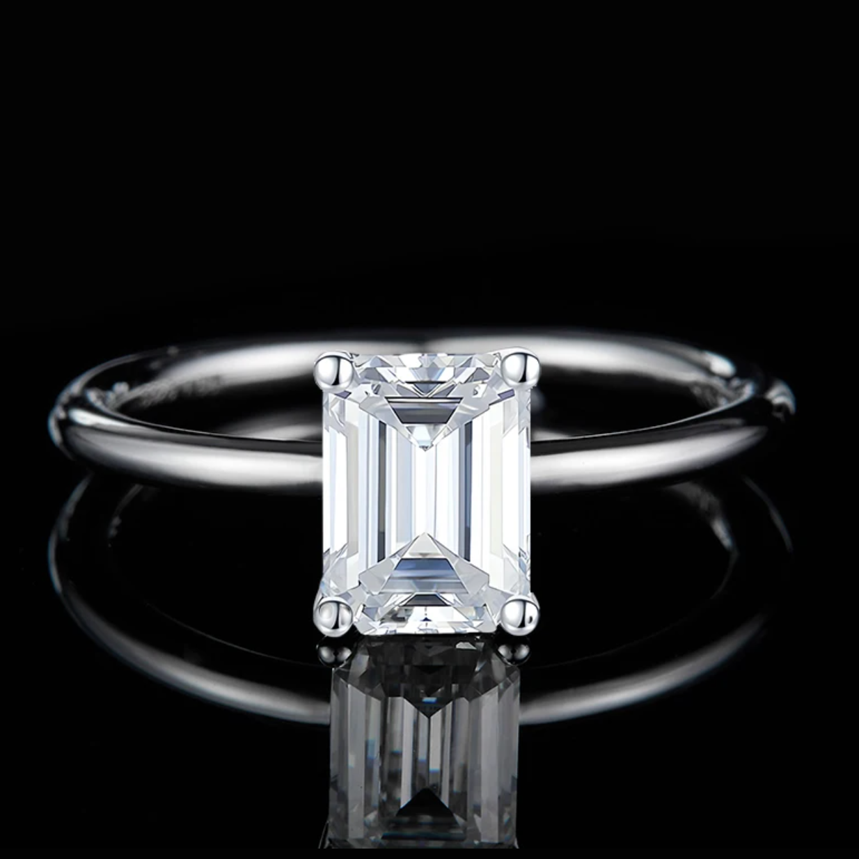 Whisper 2 Carat Emerald Cut Moissanite Ring