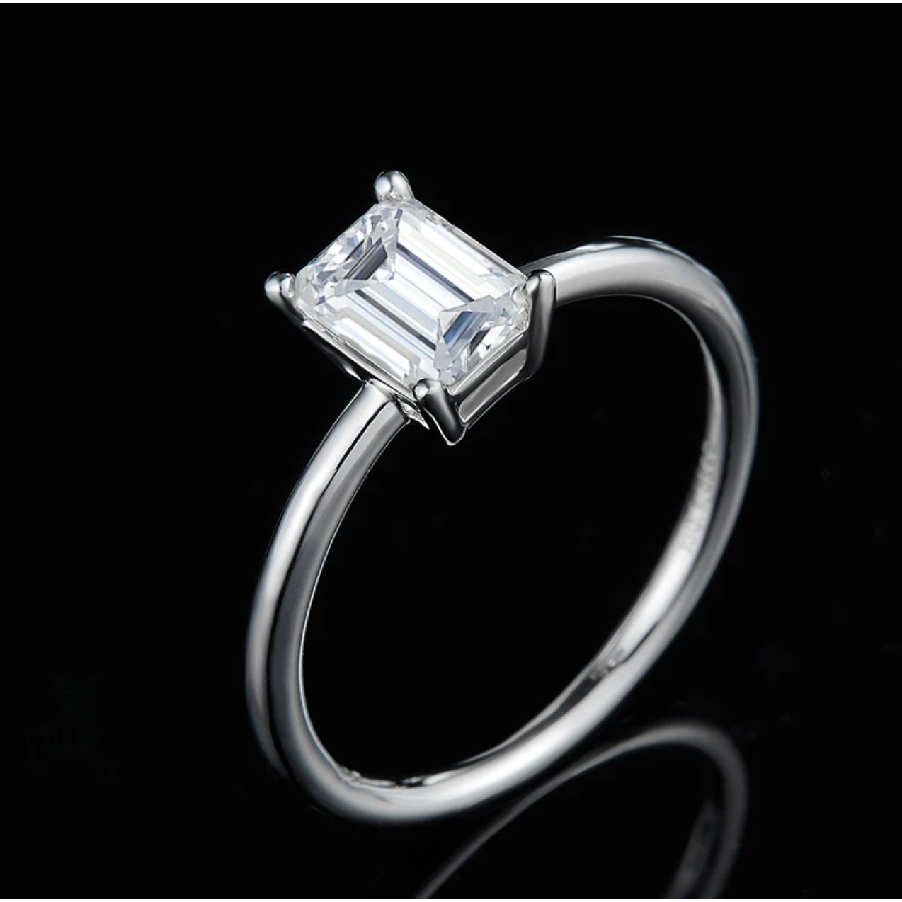 Whisper 2 Carat Emerald Cut Moissanite Ring