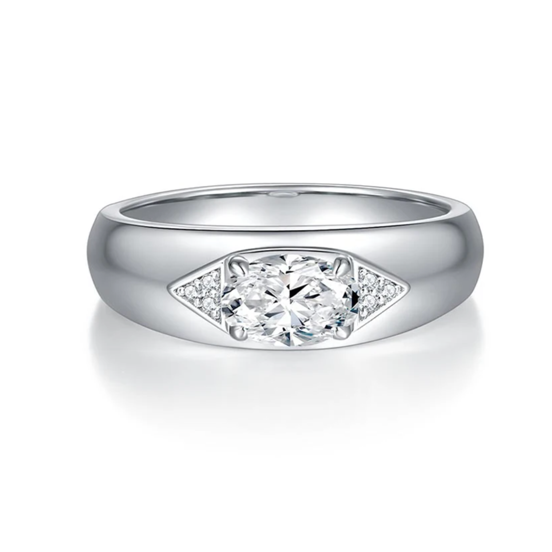 Gallant Oval Cut Moissanite Ring Gold Plated For Men
