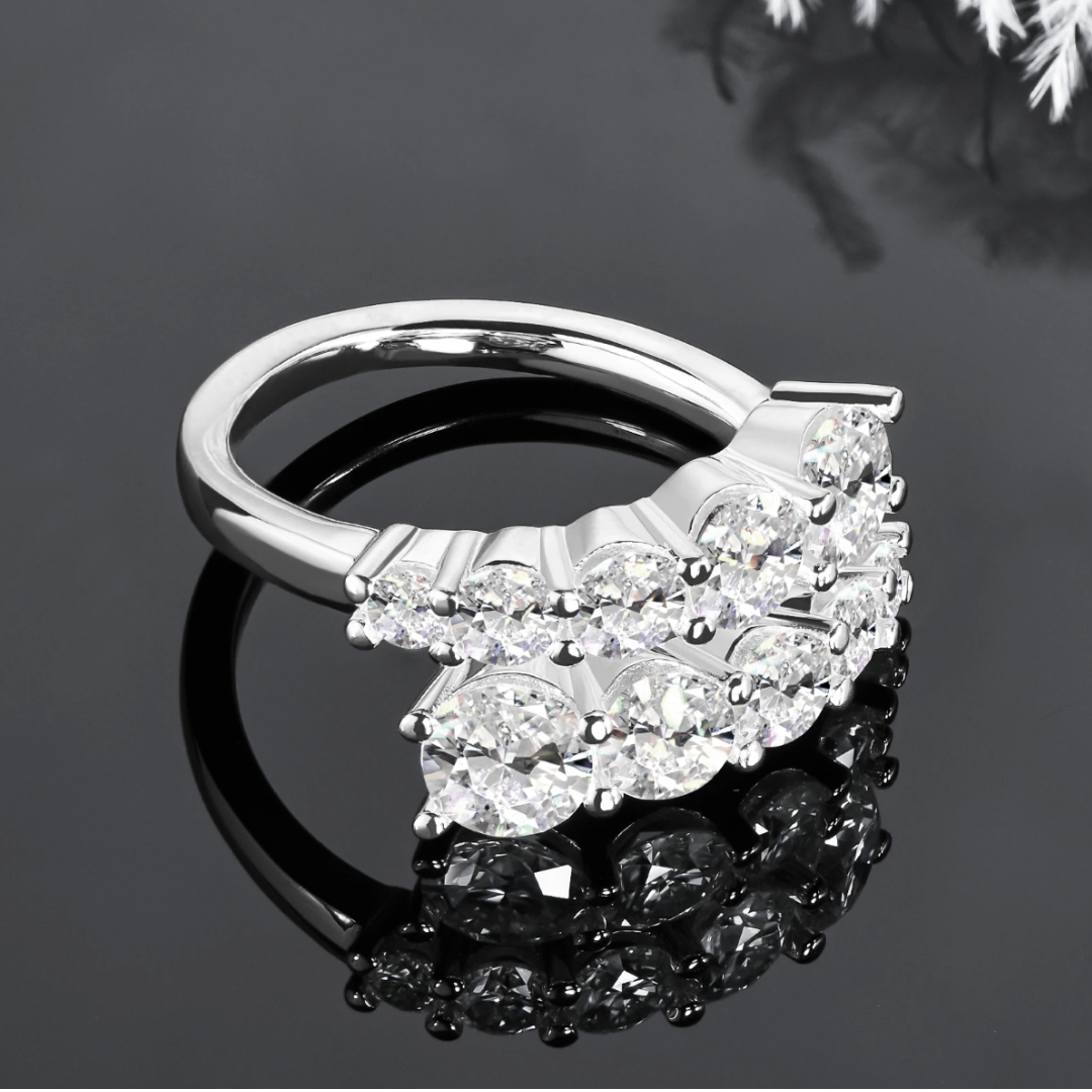Halcyon 10 Stones Full Moissanite 18K Gold Plated Ring