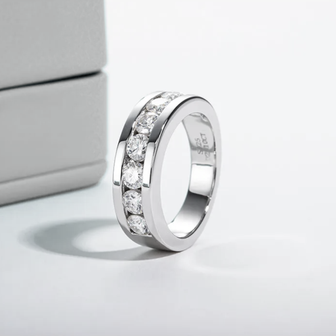 Stalwart Moissanite Gold Plated Silver Diamond Ring