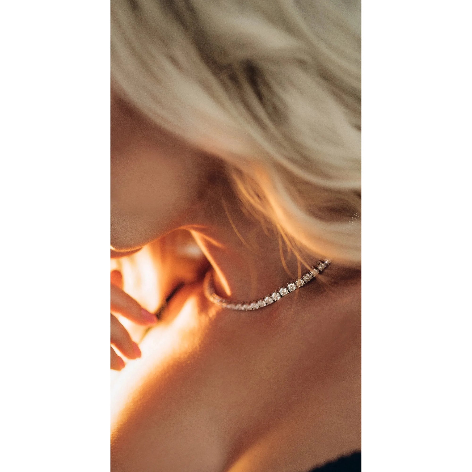 White Gold Plated Silver Tennis Moissanite Chain