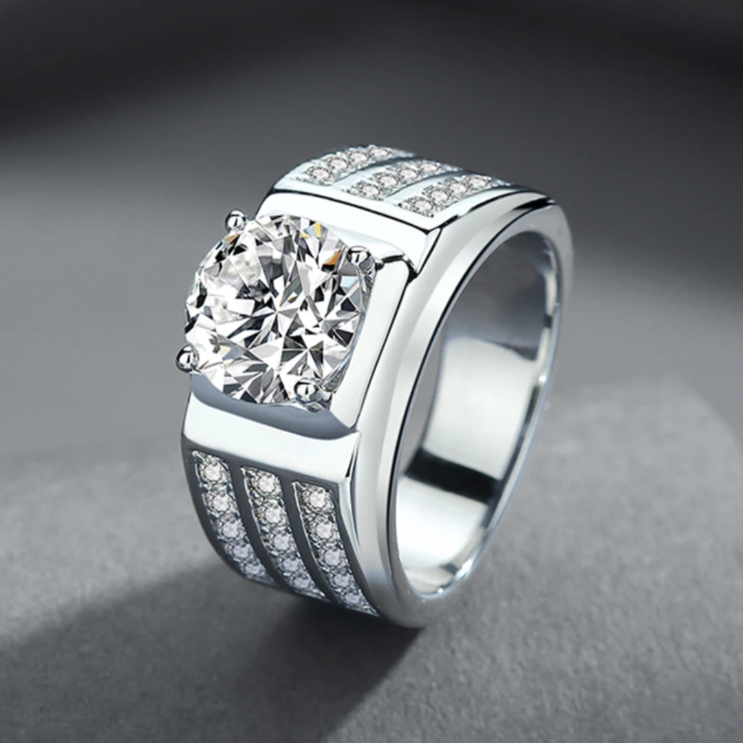 Valor 3 Carat Moissanite White Gold Plated Rings For Men