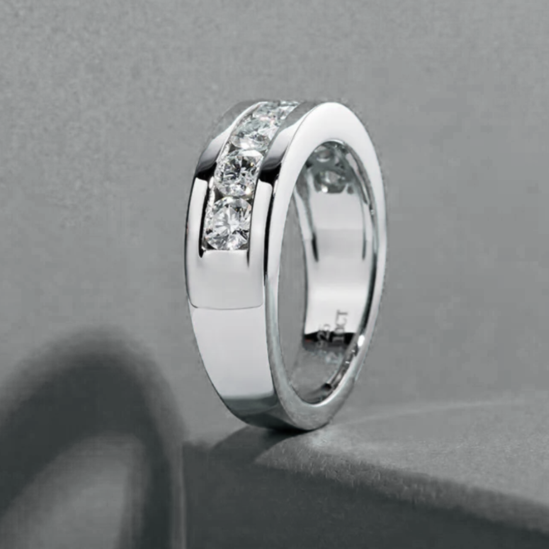 Stalwart Moissanite Gold Plated Silver Diamond Ring