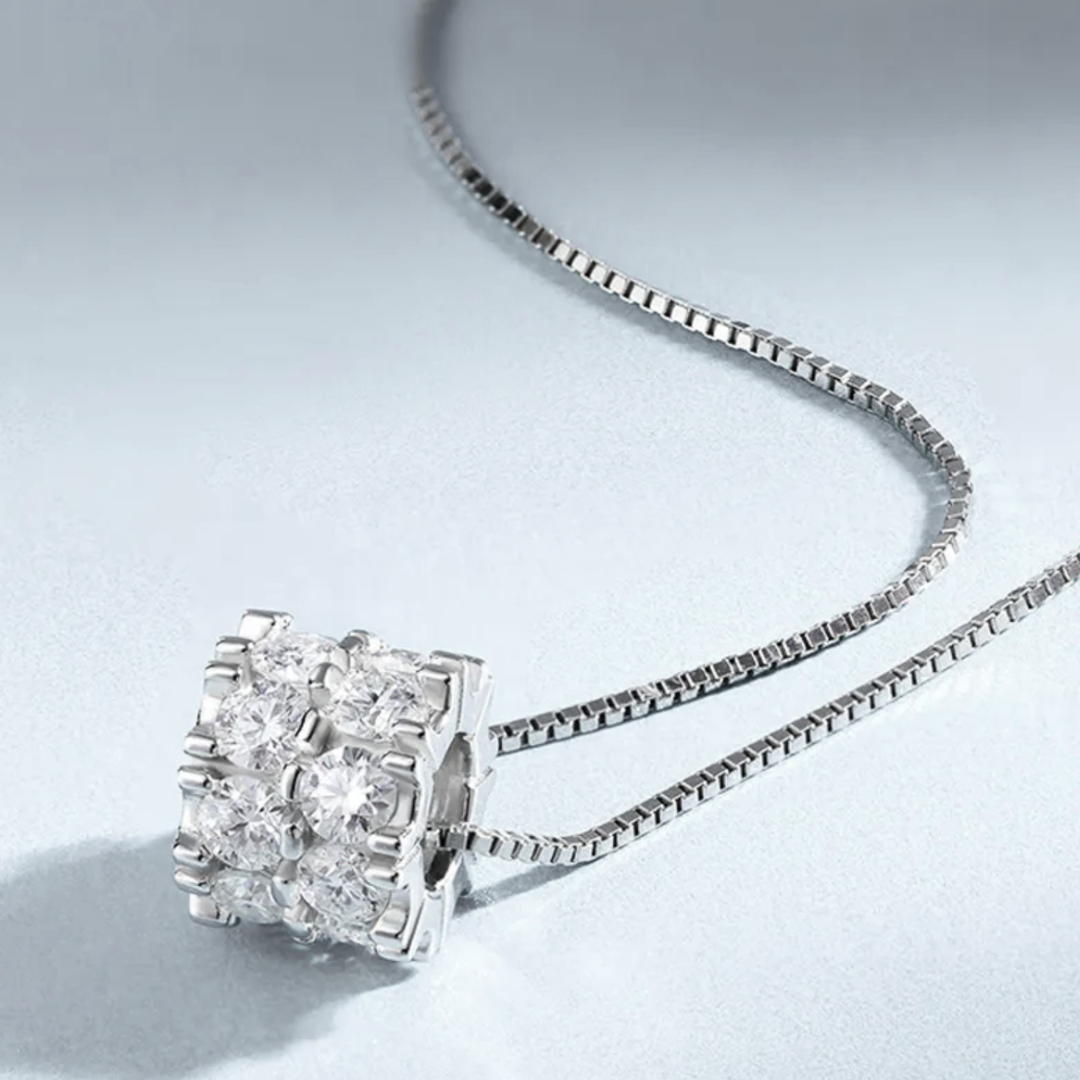 Celestial Full Moissanite Diamond Silver Chain Necklace