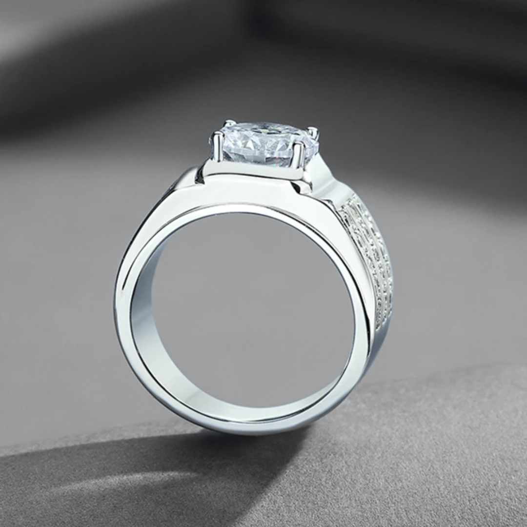 Valor 3 Carat Moissanite White Gold Plated Rings For Men