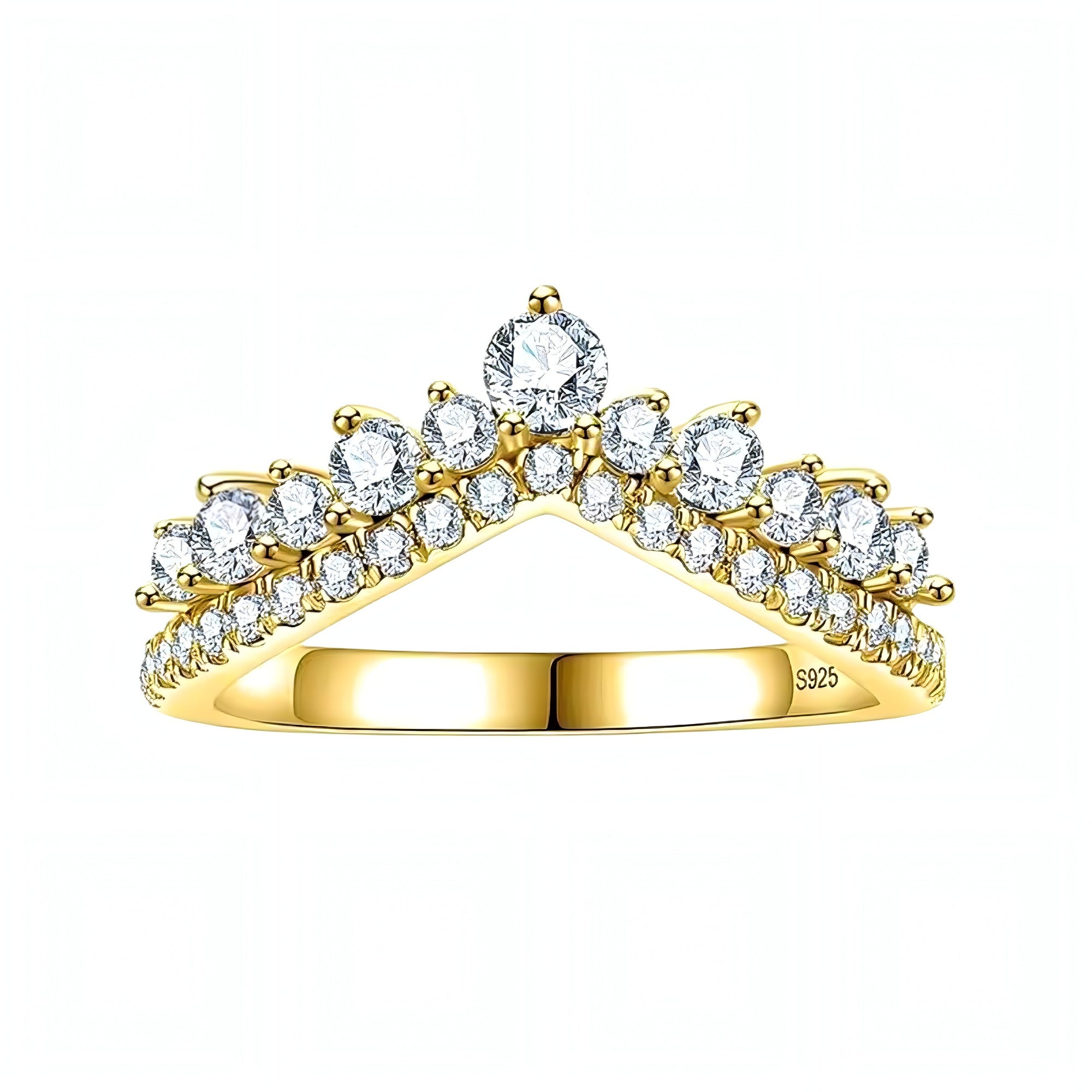 Weddy Moissanite Wedding Band Set 18K Gold Plated Silver Bridal Ring