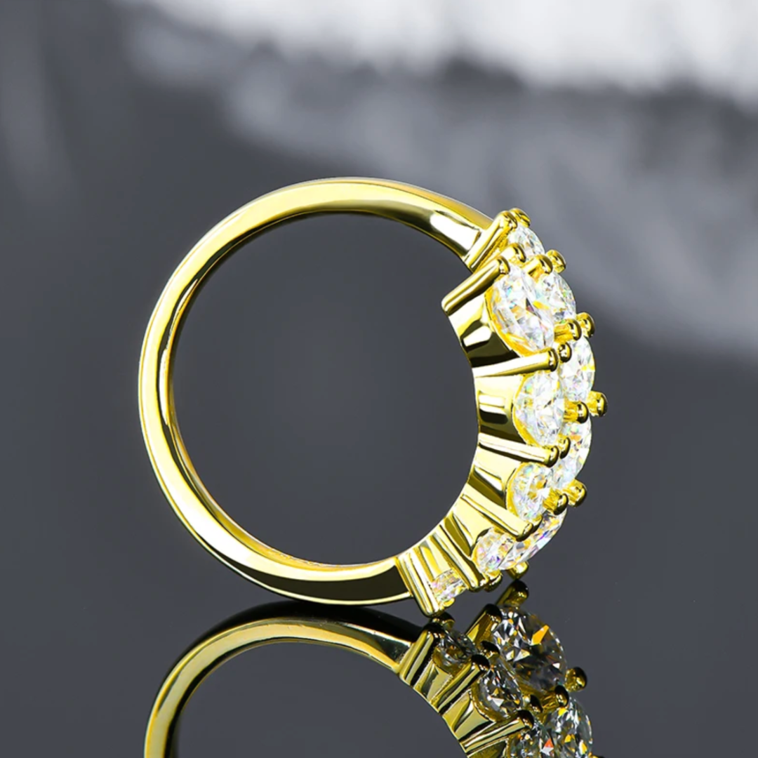 Halcyon 10 Stones Full Moissanite 18K Gold Plated Ring