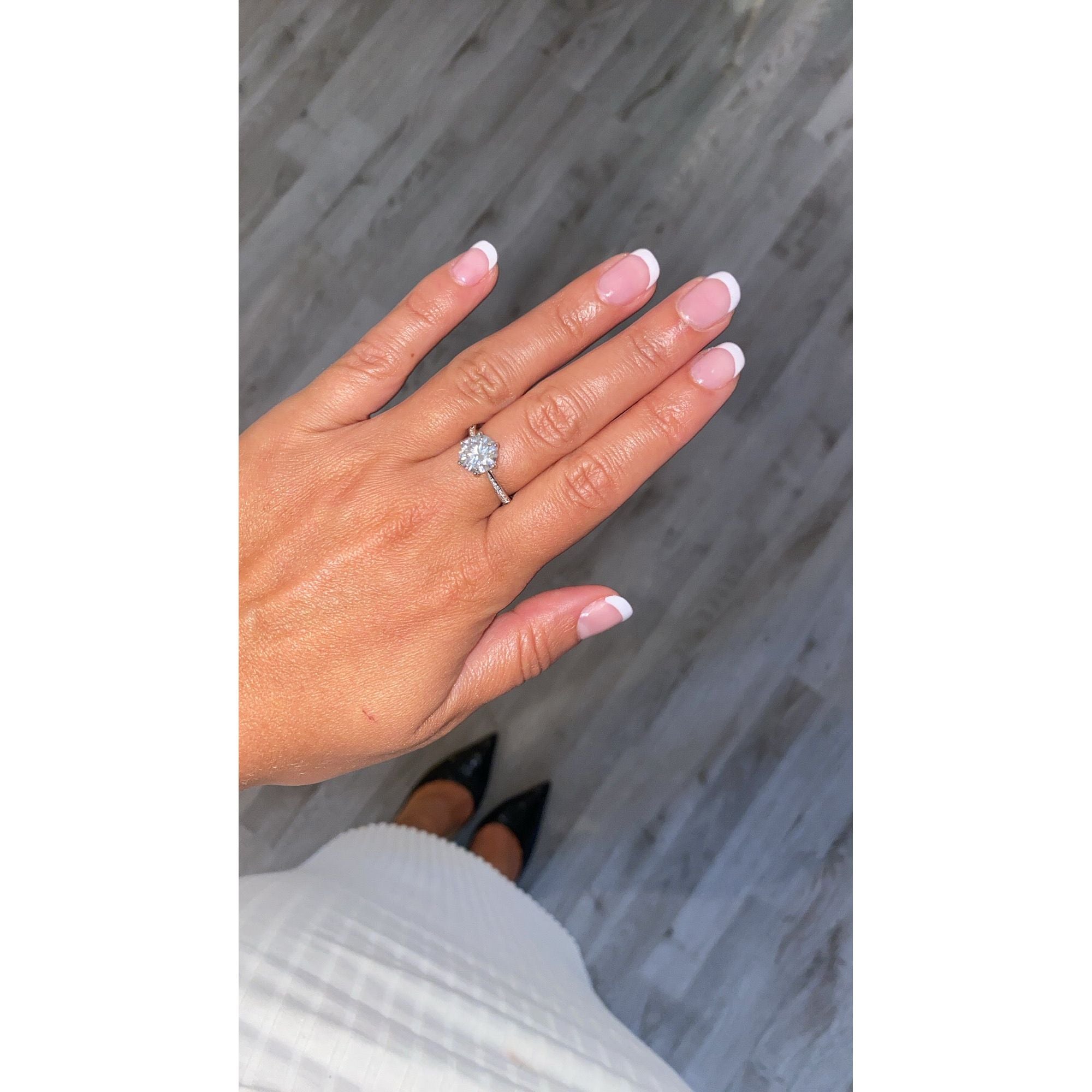 Everly 14K White Gold Plated Moissanite Engagement Ring