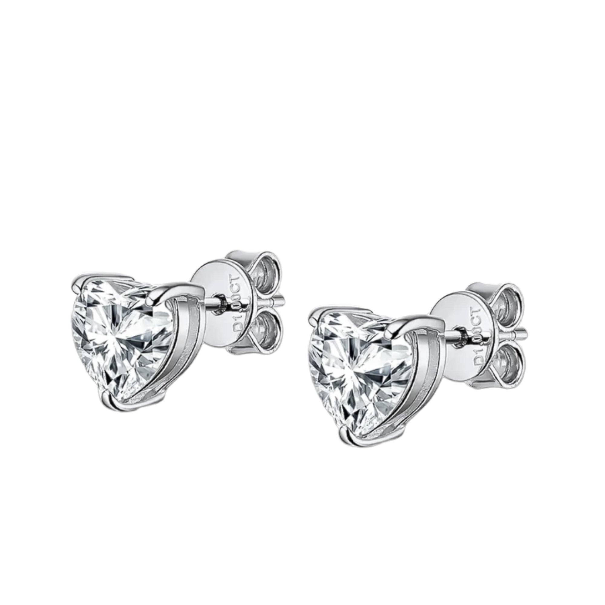 Ariella Moissanite White Gold Plated Heart Stud Earrings