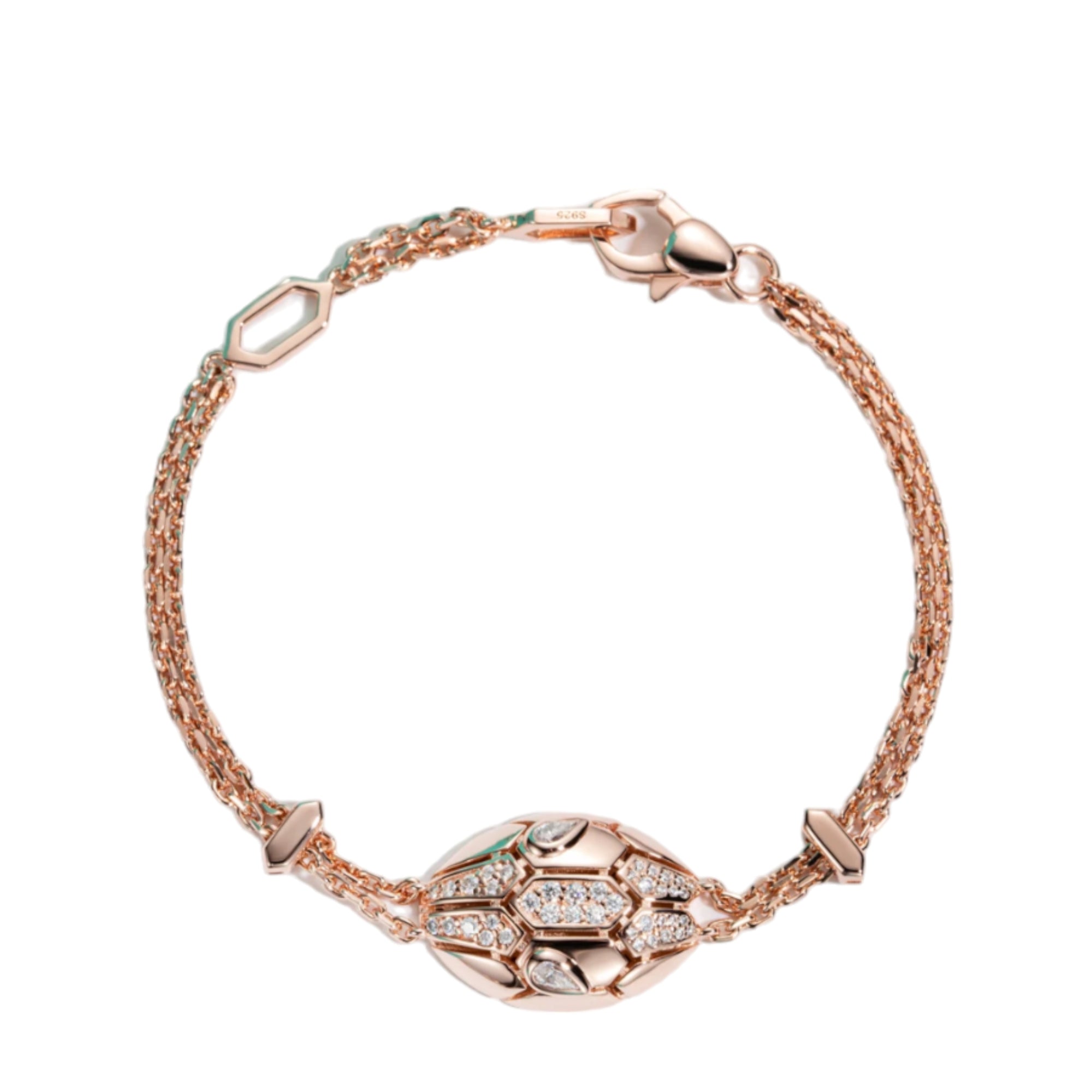 Snake Moissanite Sterling Silver Adjustable  Bracelet