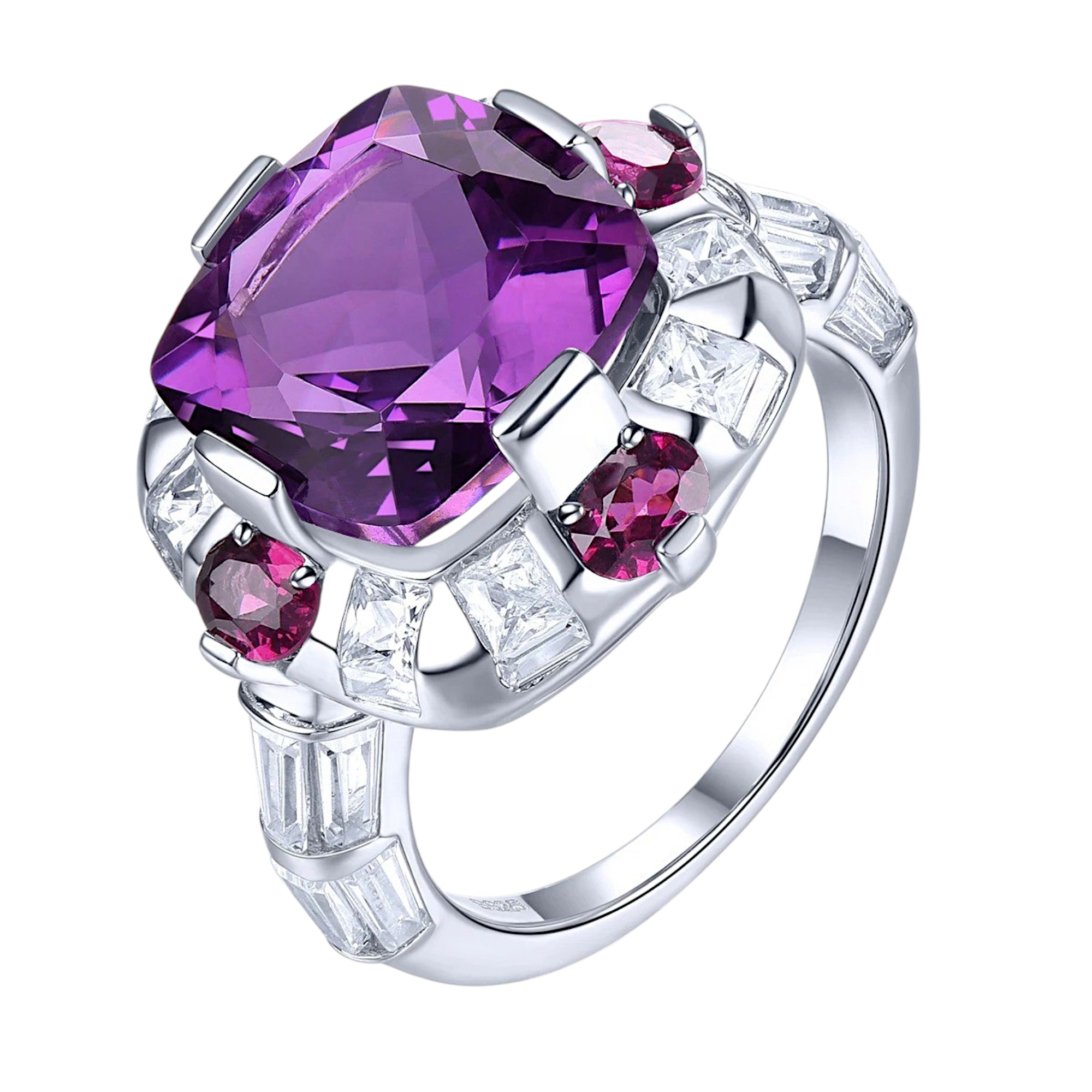 Majestic Amethyst Rhodolite Garnet Silver Ring