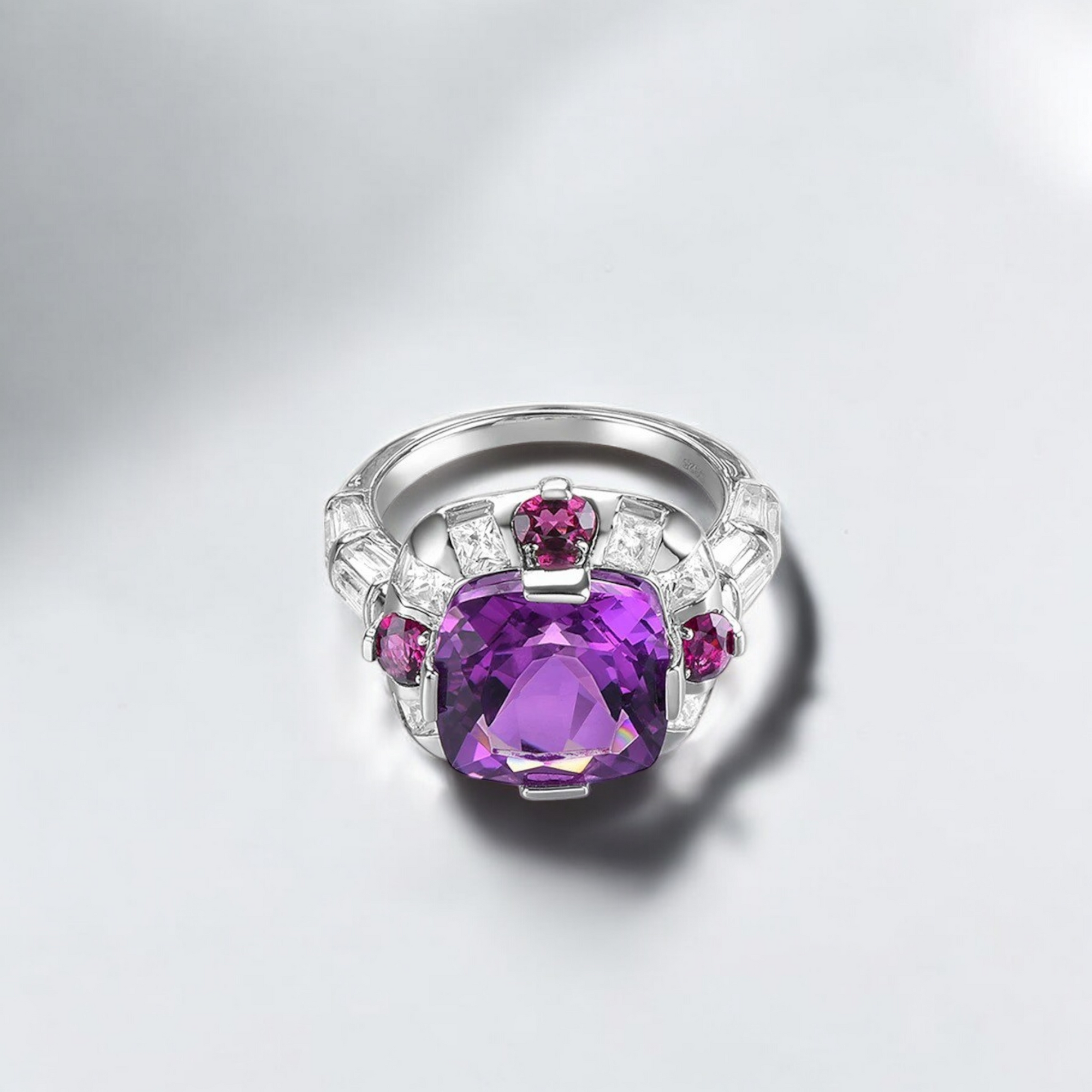 Majestic Amethyst Rhodolite Garnet Silver Ring
