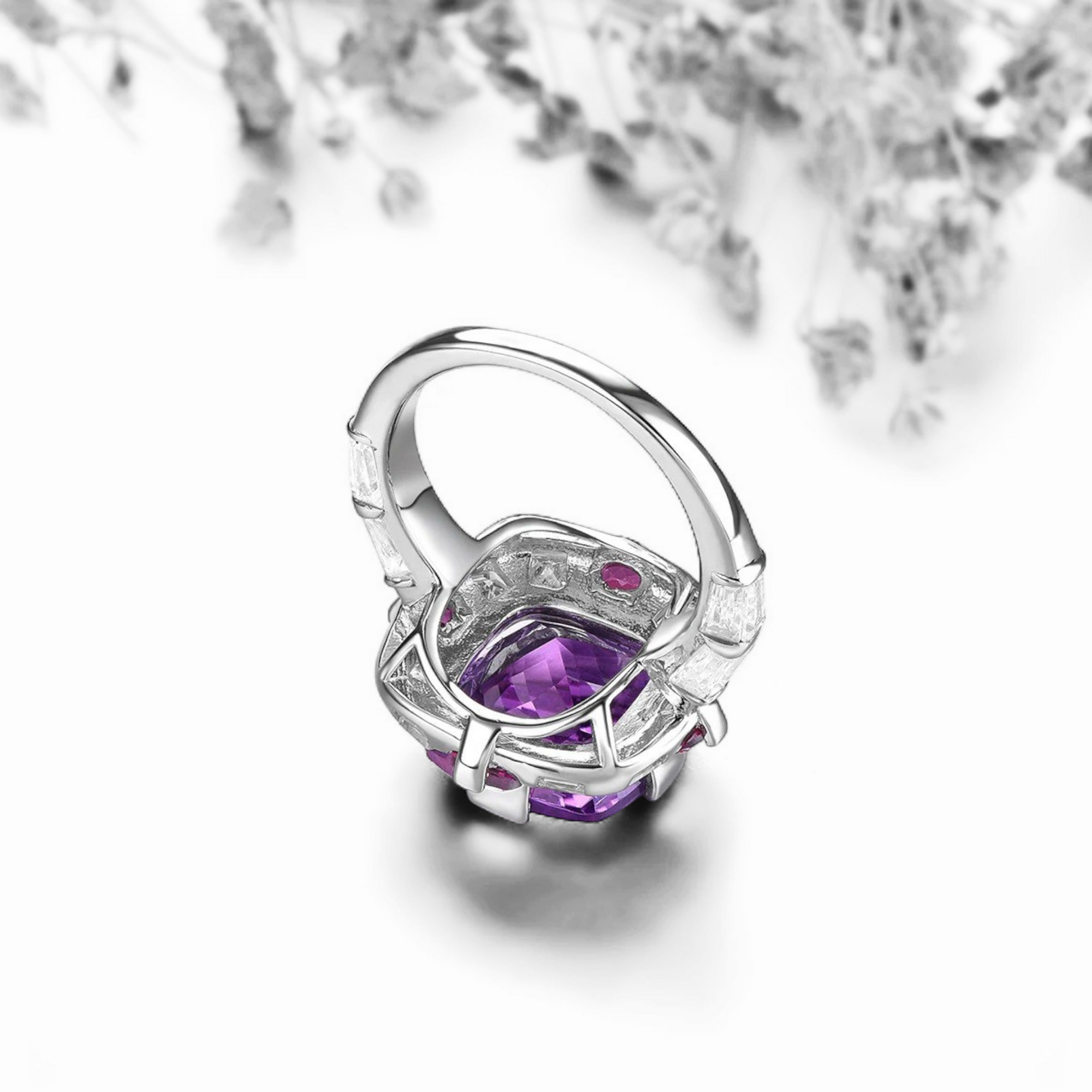Majestic Amethyst Rhodolite Garnet Silver Ring