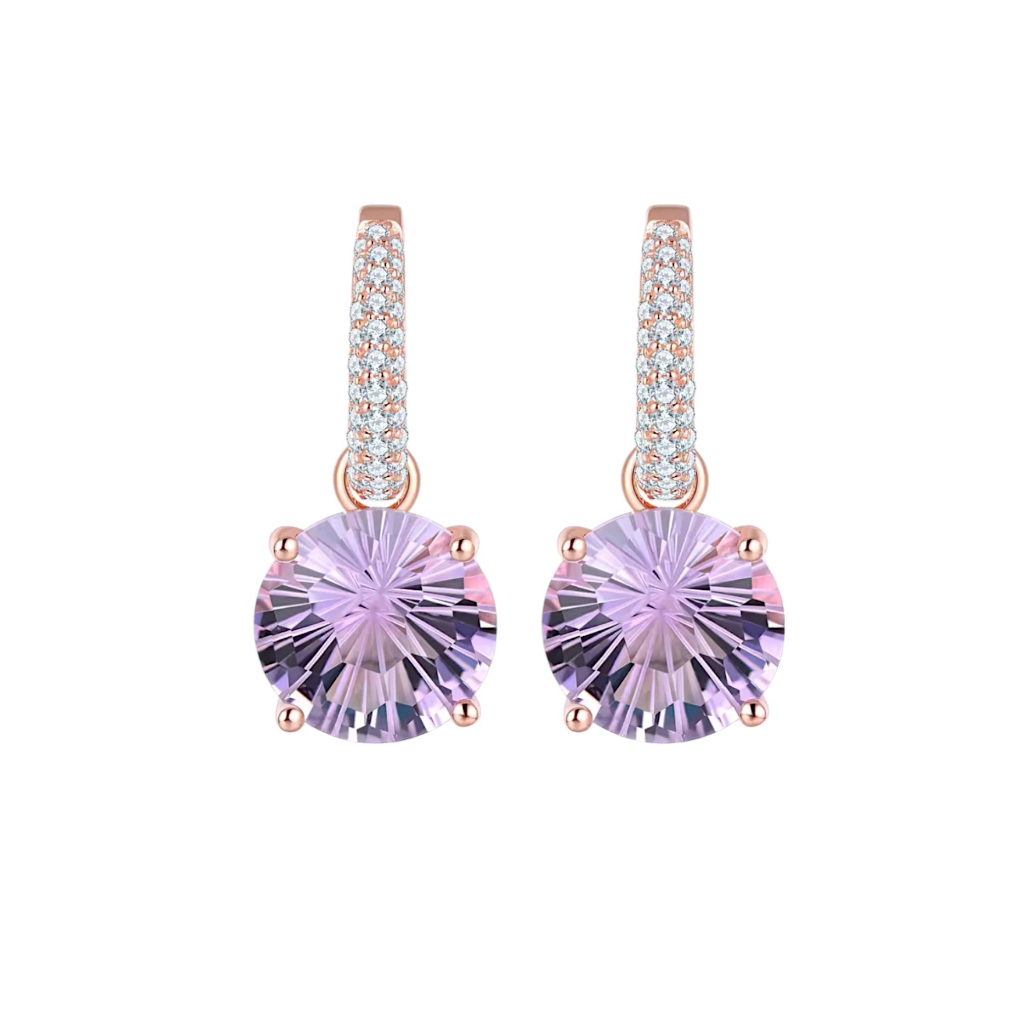 Blush Elegance Pink Amethyst Silver Drop Earrings