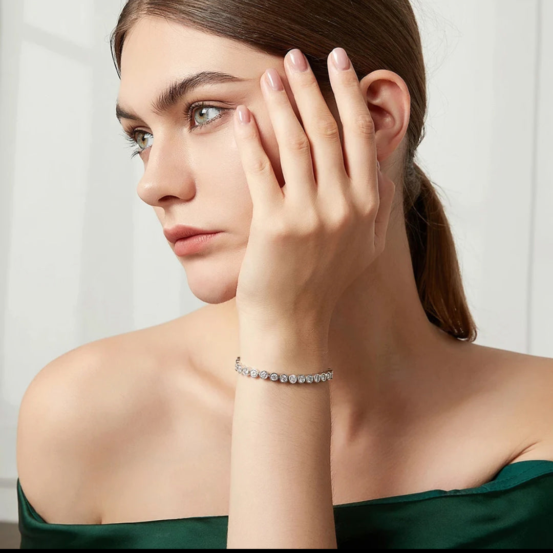 Mirage Full Round Moissanite Tennis 18K Gold Plated Bracelet