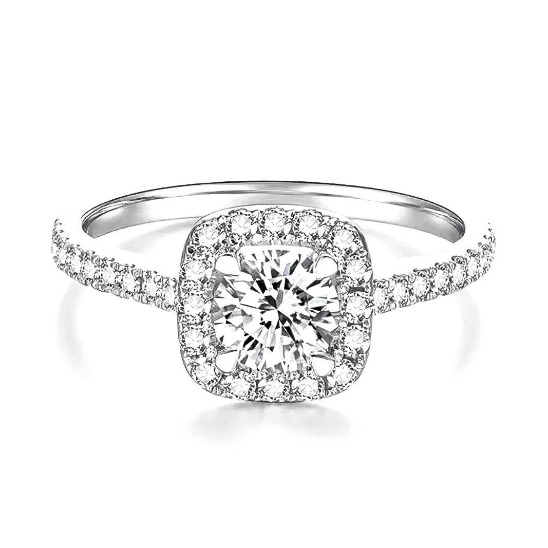 Grace Moissanite 14K White Gold Plated Silver Ring