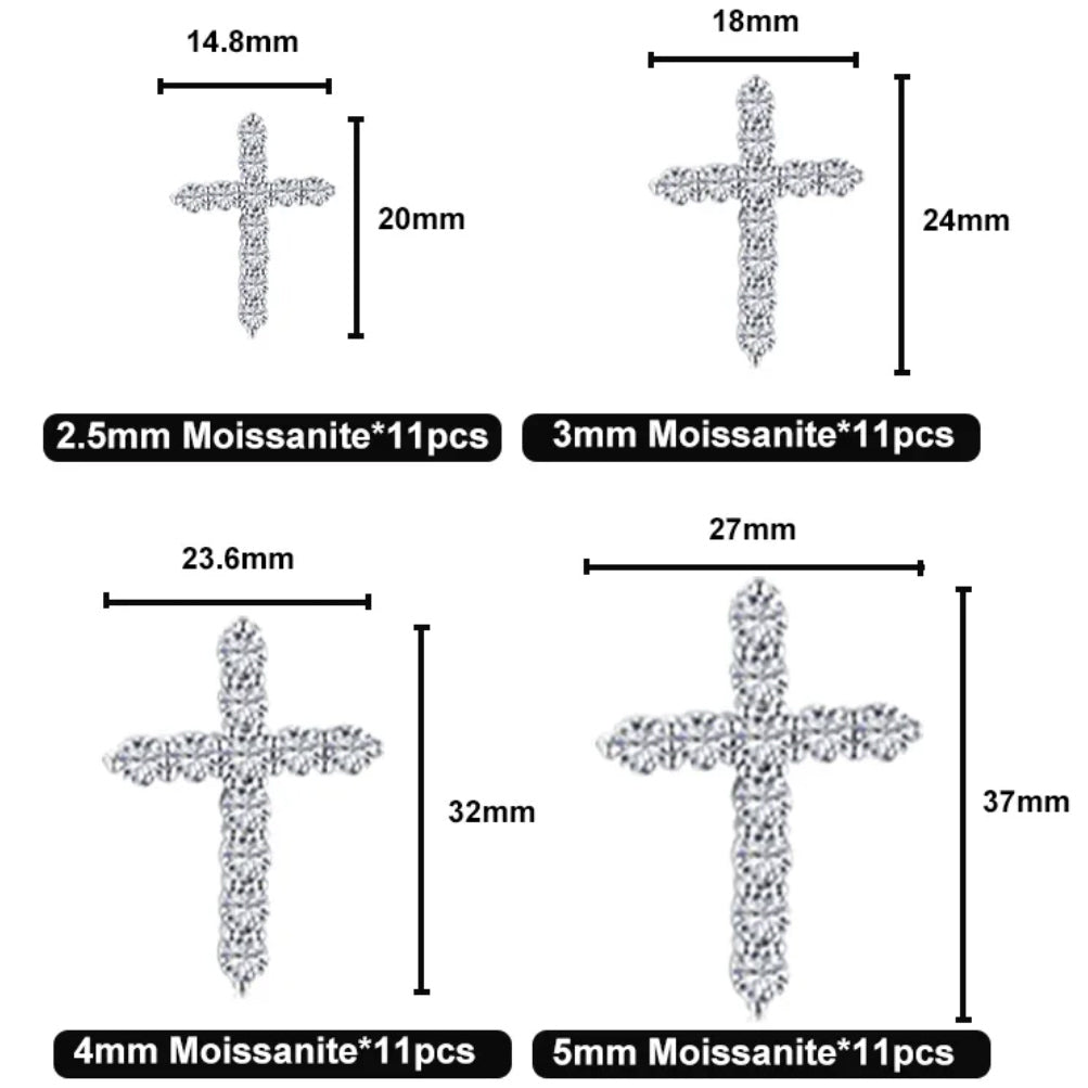 Veritas Silver Moissanite Cross Necklace with Box Chain