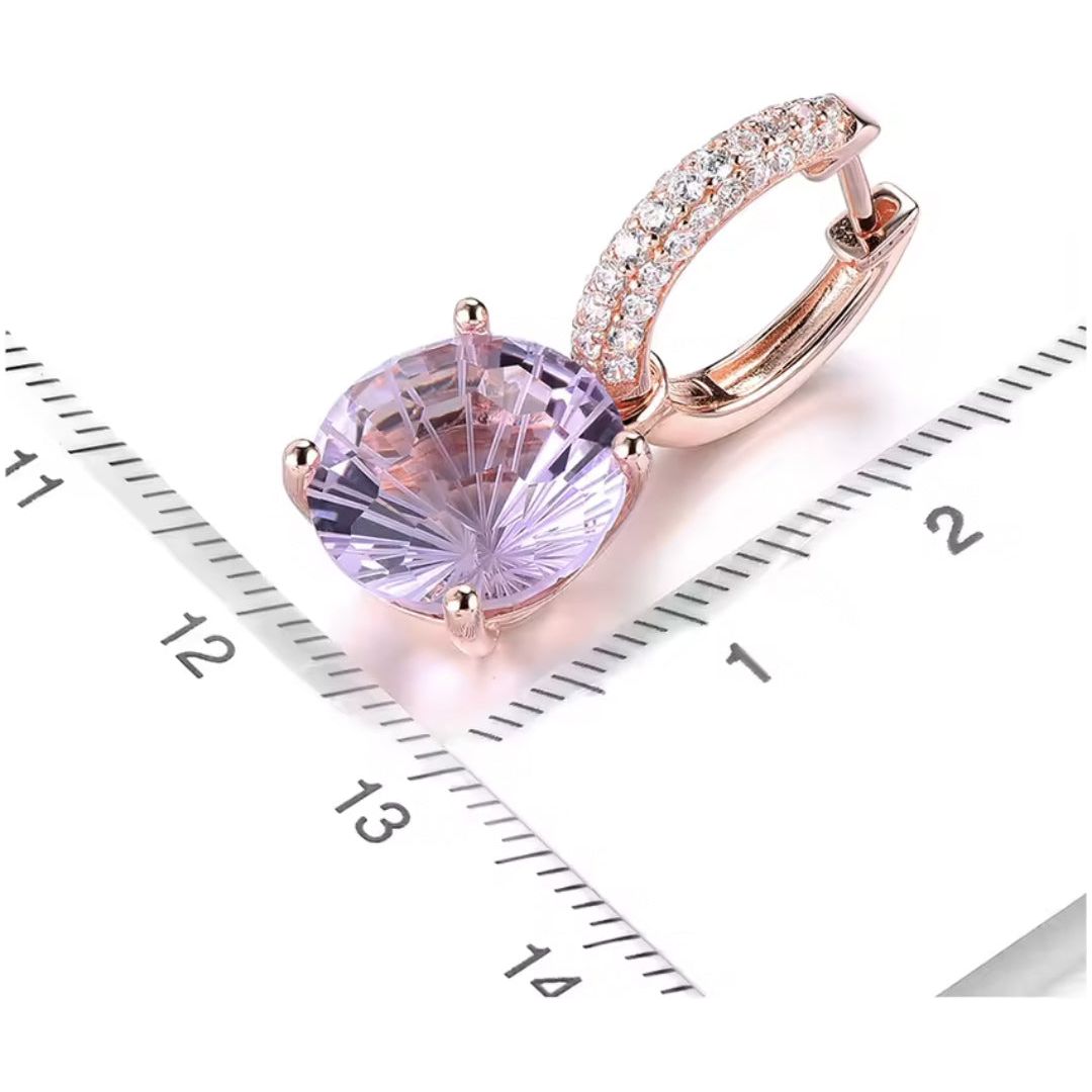 Blush Elegance Pink Amethyst Silver Drop Earrings