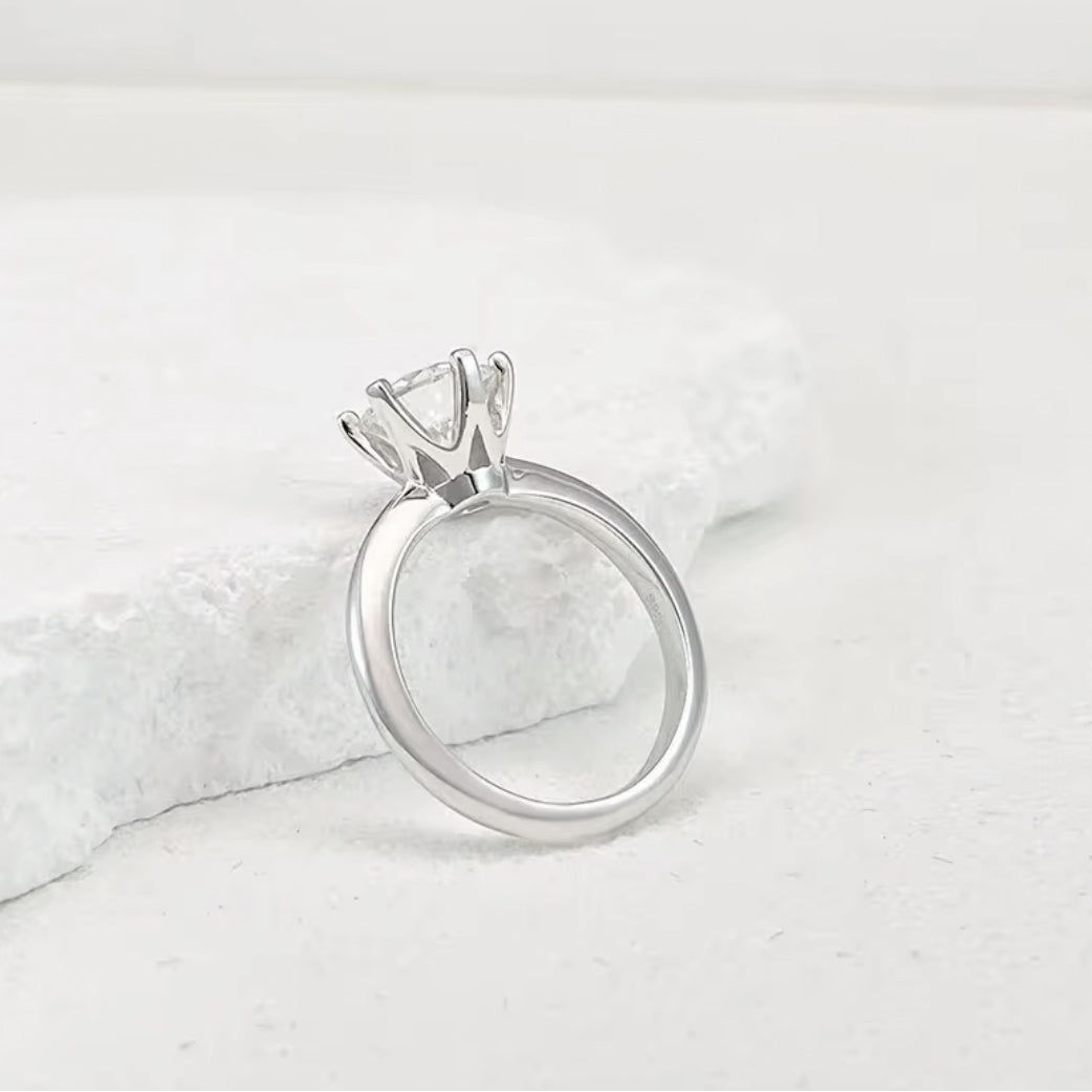 Nebulous 14K White Gold Plated Moissanite Engagement Ring