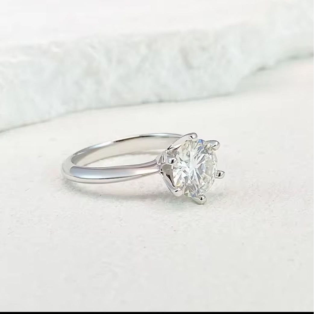 Nebulous 14K White Gold Plated Moissanite Engagement Ring