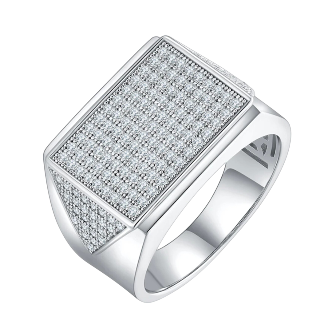 Apex Men's Silver Moissanite Ring Plated With 18K Gold