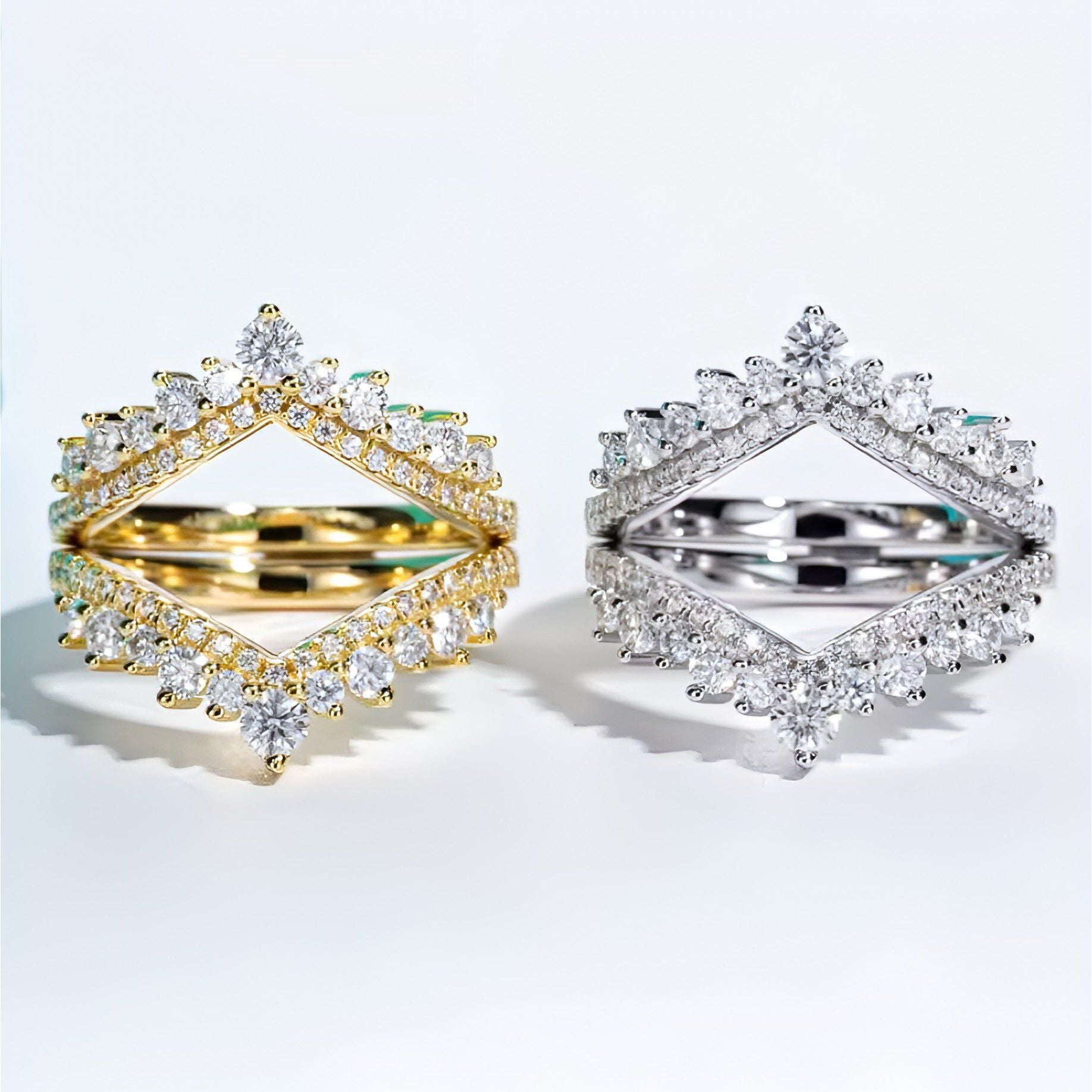Weddy Moissanite Wedding Band Set 18K Gold Plated Silver Bridal Ring