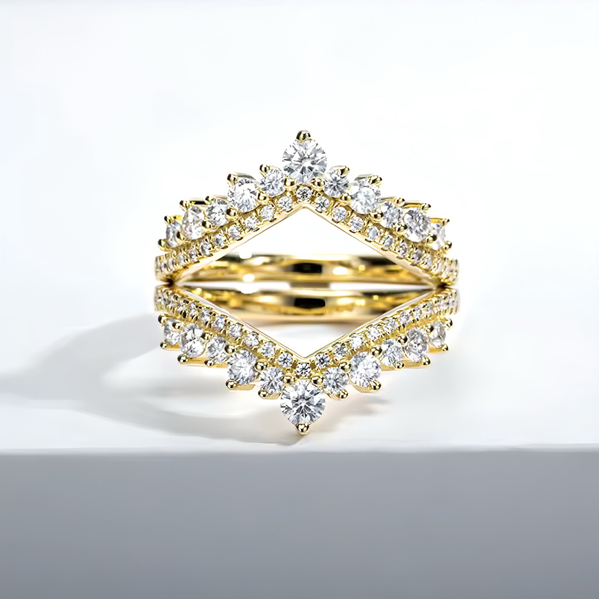 Weddy Moissanite Wedding Band Set 18K Gold Plated Silver Bridal Ring