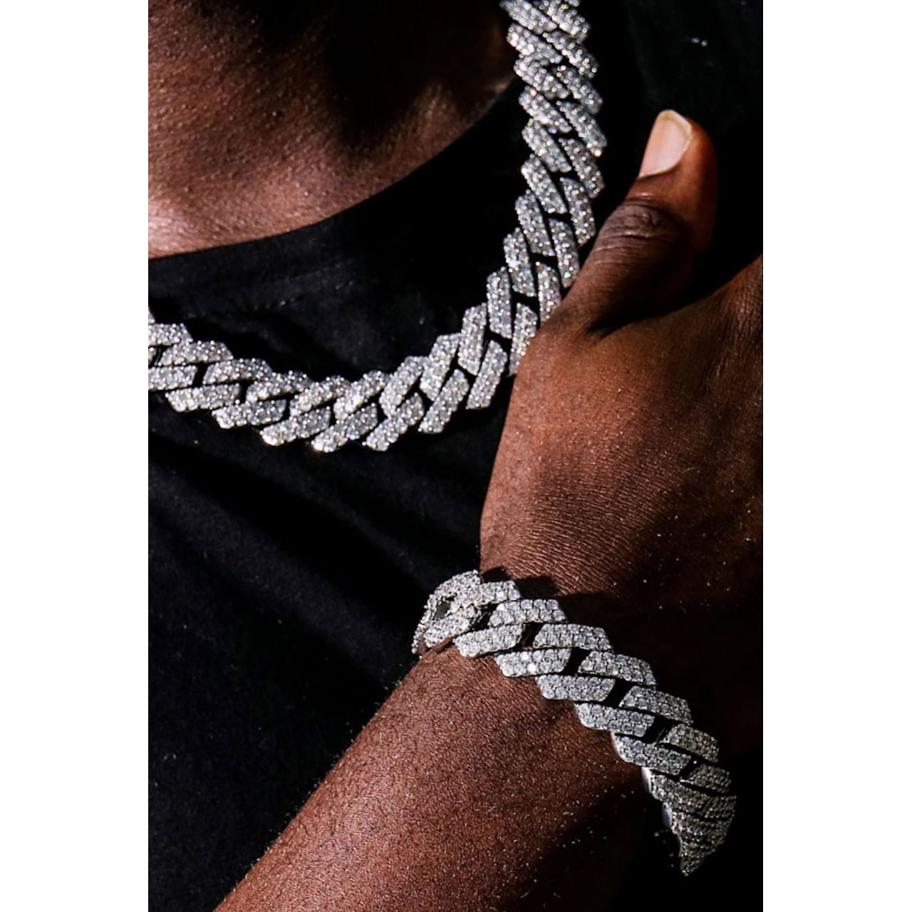 Cuban Moissanite Diamond Silver Iced Bracelet