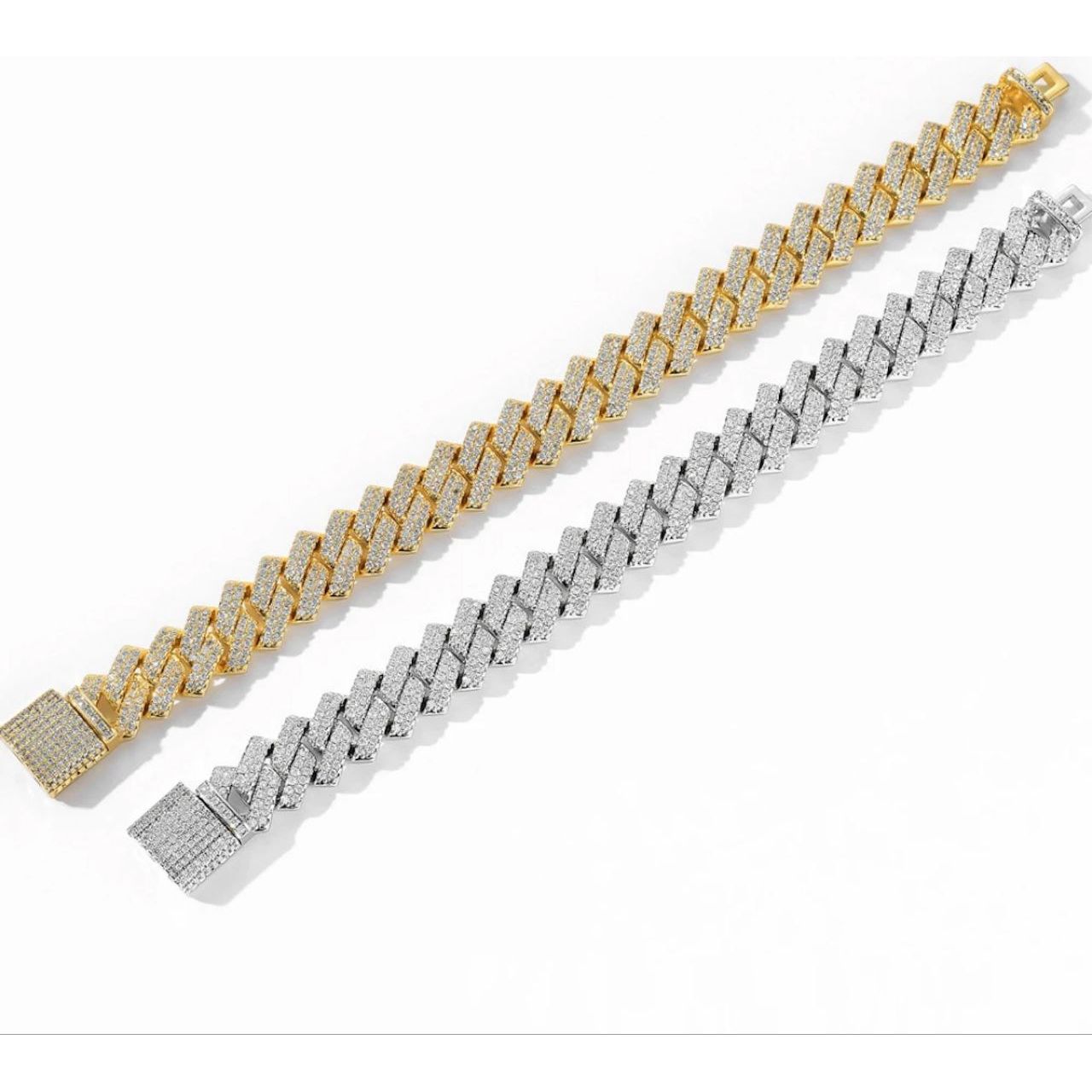 Cuban Moissanite Diamond Silver Iced Bracelet