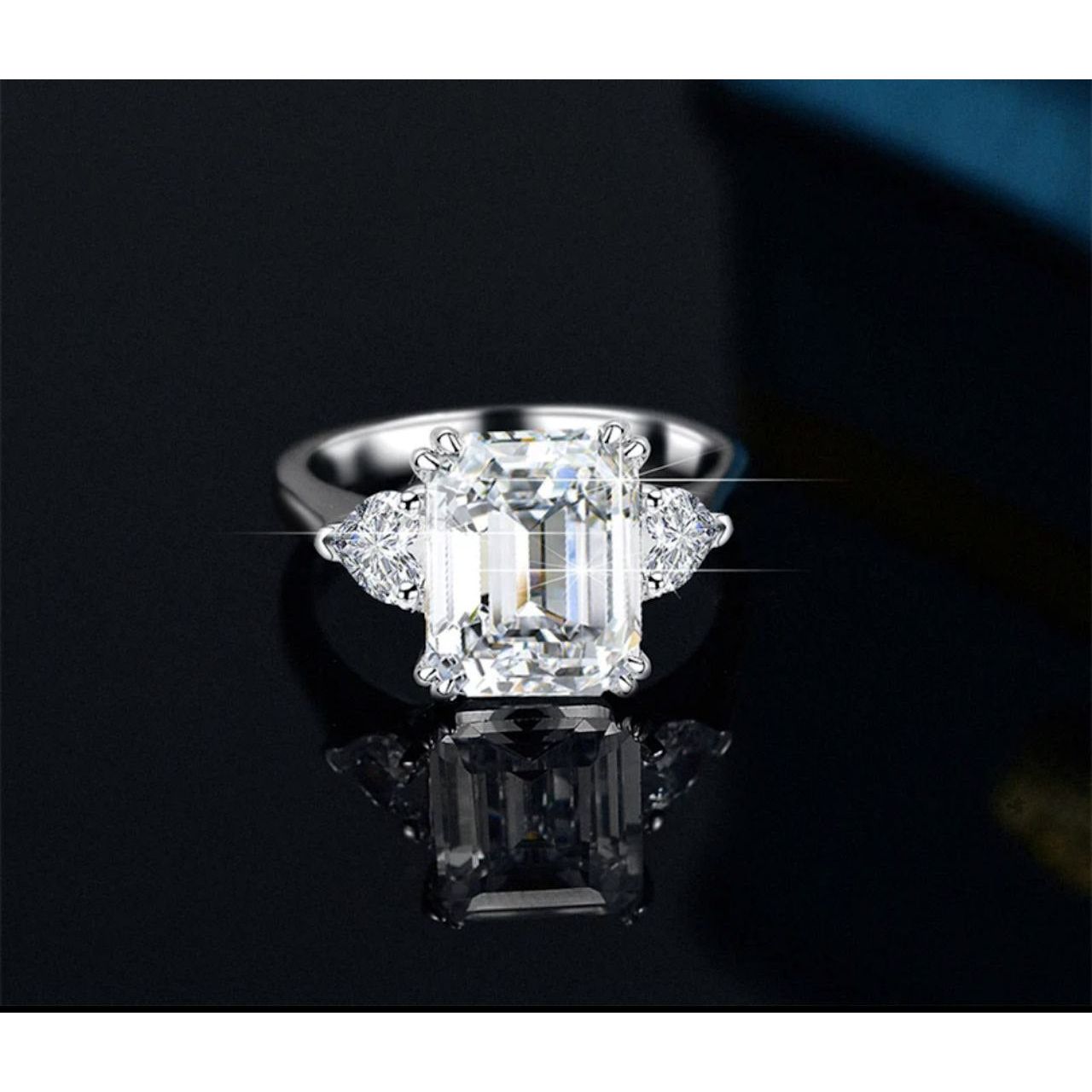 Elegance Emerald Cut 4ct Moissanite Engagement Ring