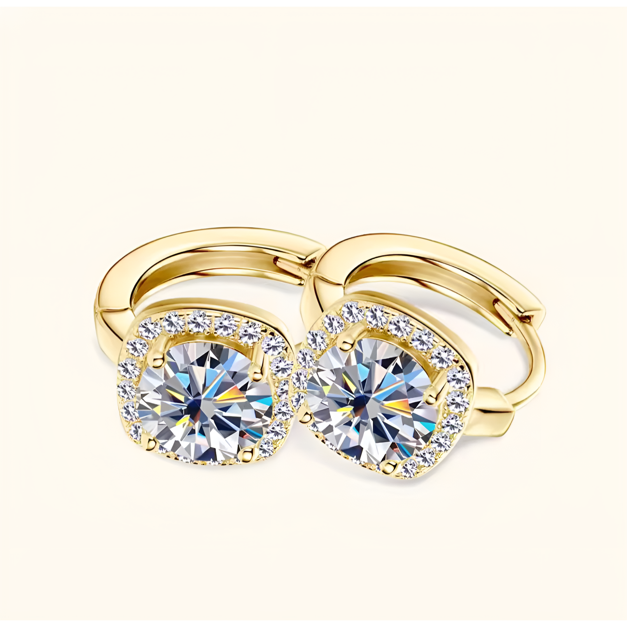 Grace 1 ct Moissanite Hoops in 14K Gold Plated Silver