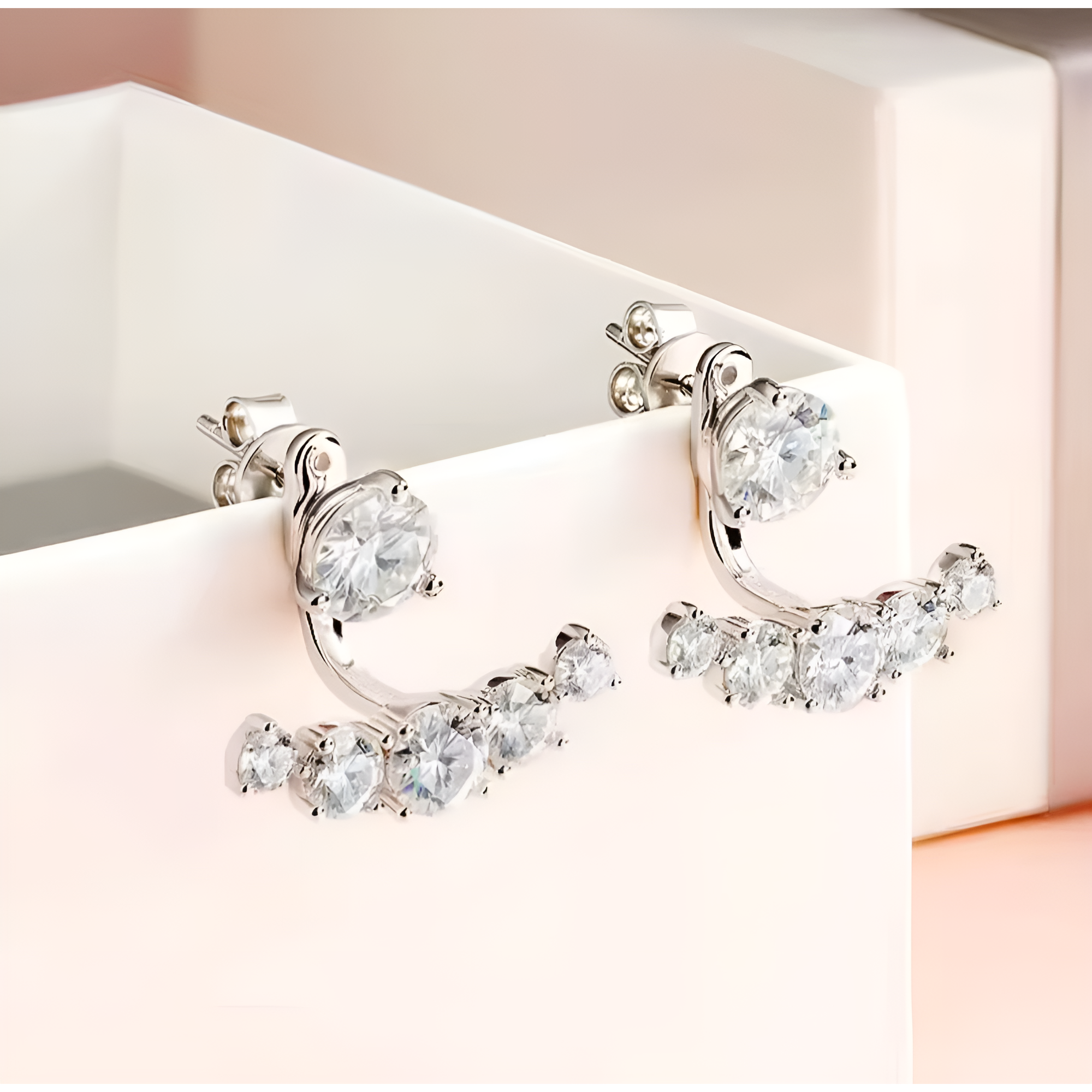 Aurielle Round Cut Double Sided Moissanite Stud Earrings