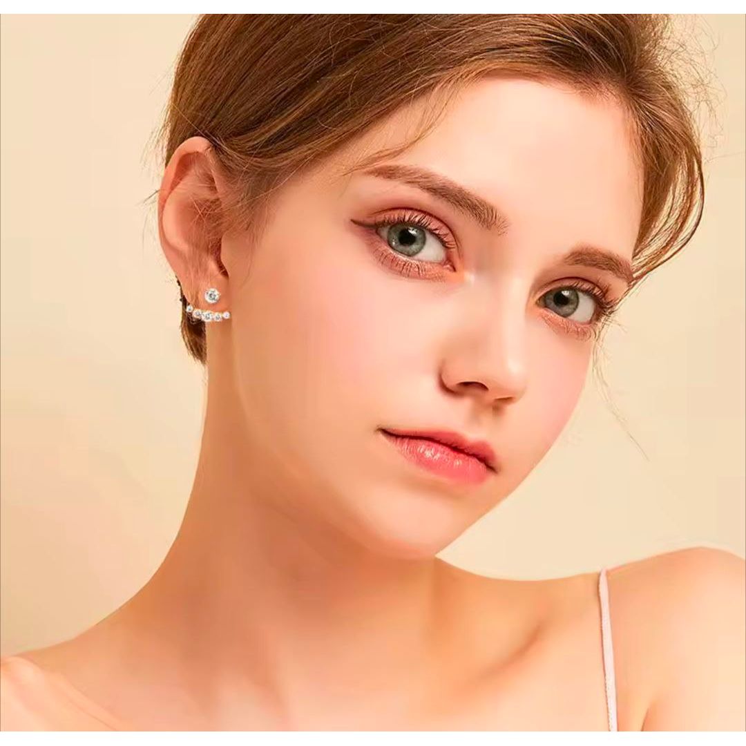 Aurielle Round Cut Double Sided Moissanite Stud Earrings