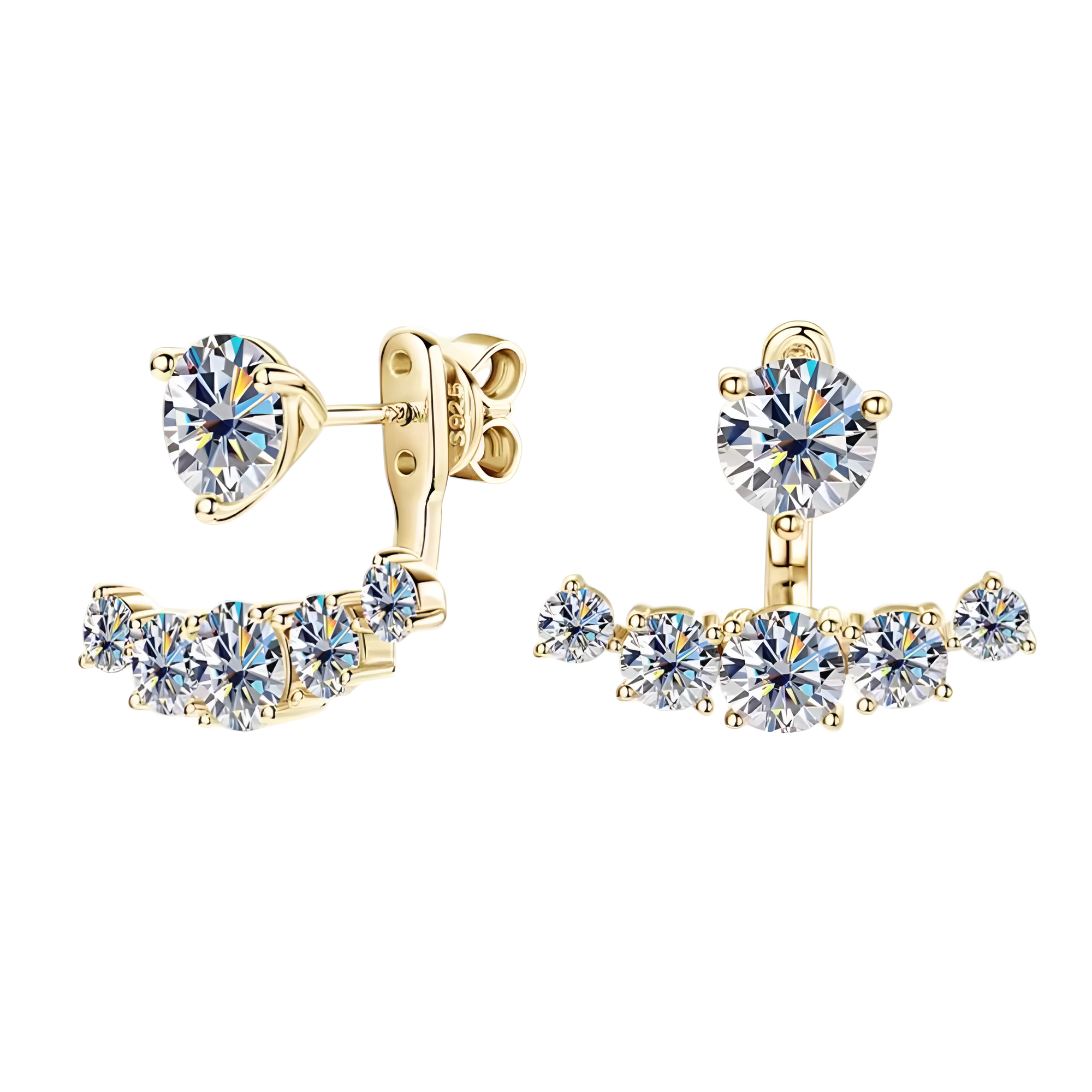 Aurielle Round Cut Double Sided Moissanite Stud Earrings
