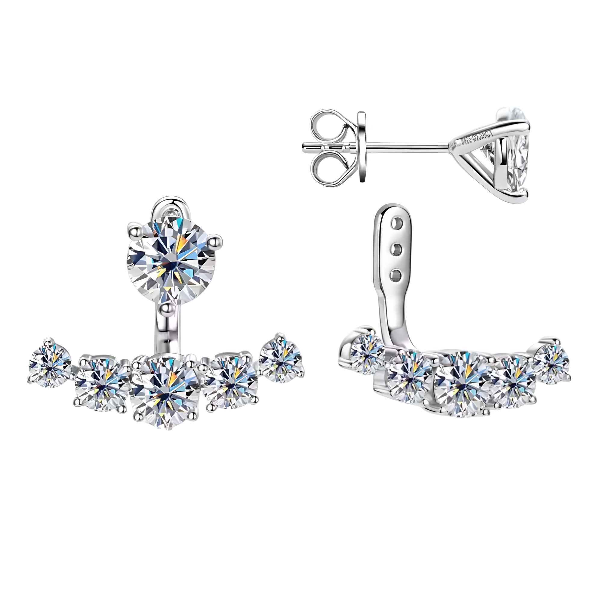 Aurielle Round Cut Double Sided Moissanite Stud Earrings