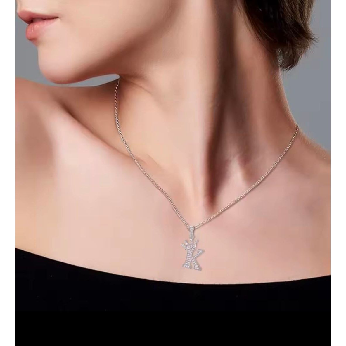 Nymara Moissanite Iced Name Letter Pendant Necklace