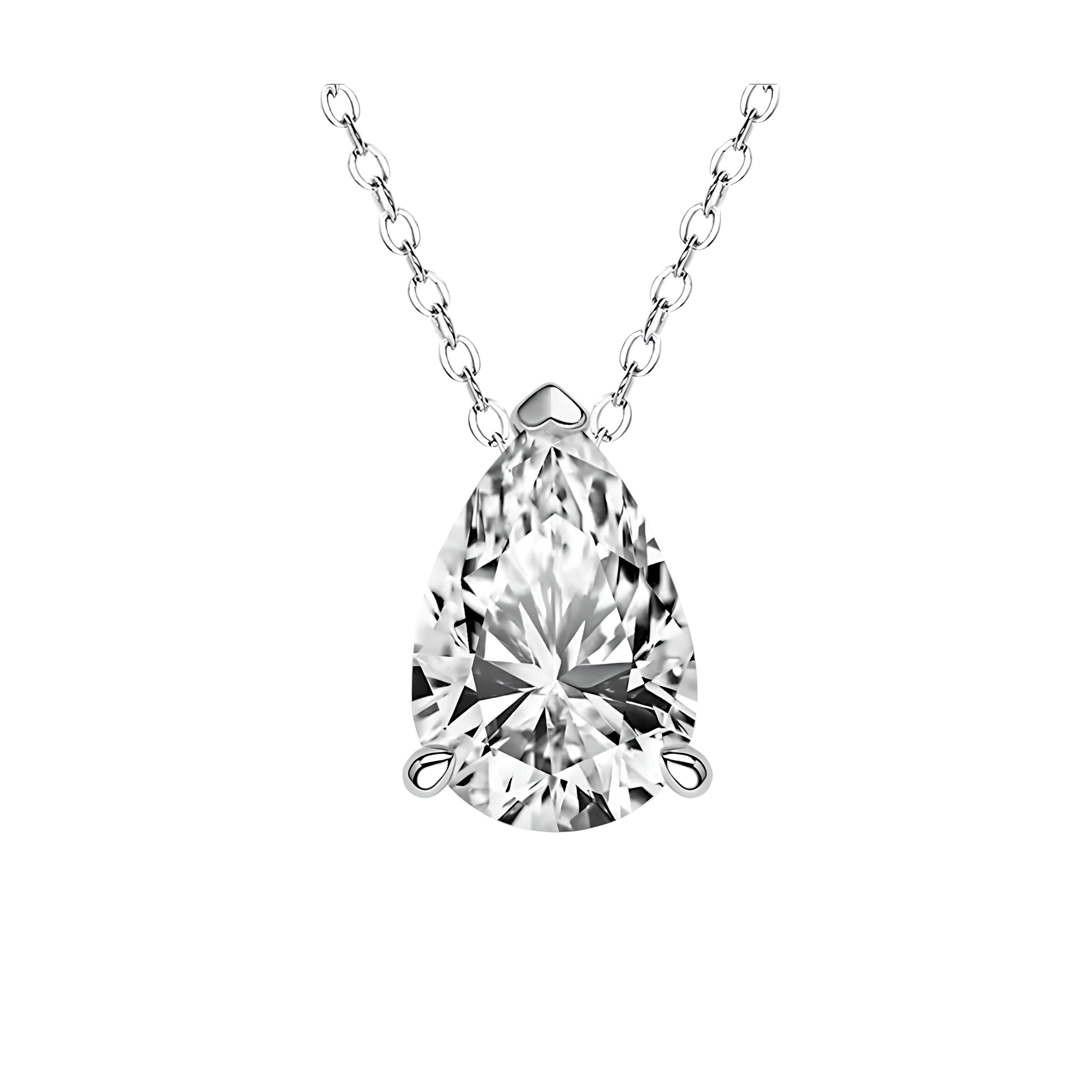 Orelia Pear Cut Moissanite Silver Pendant Necklace